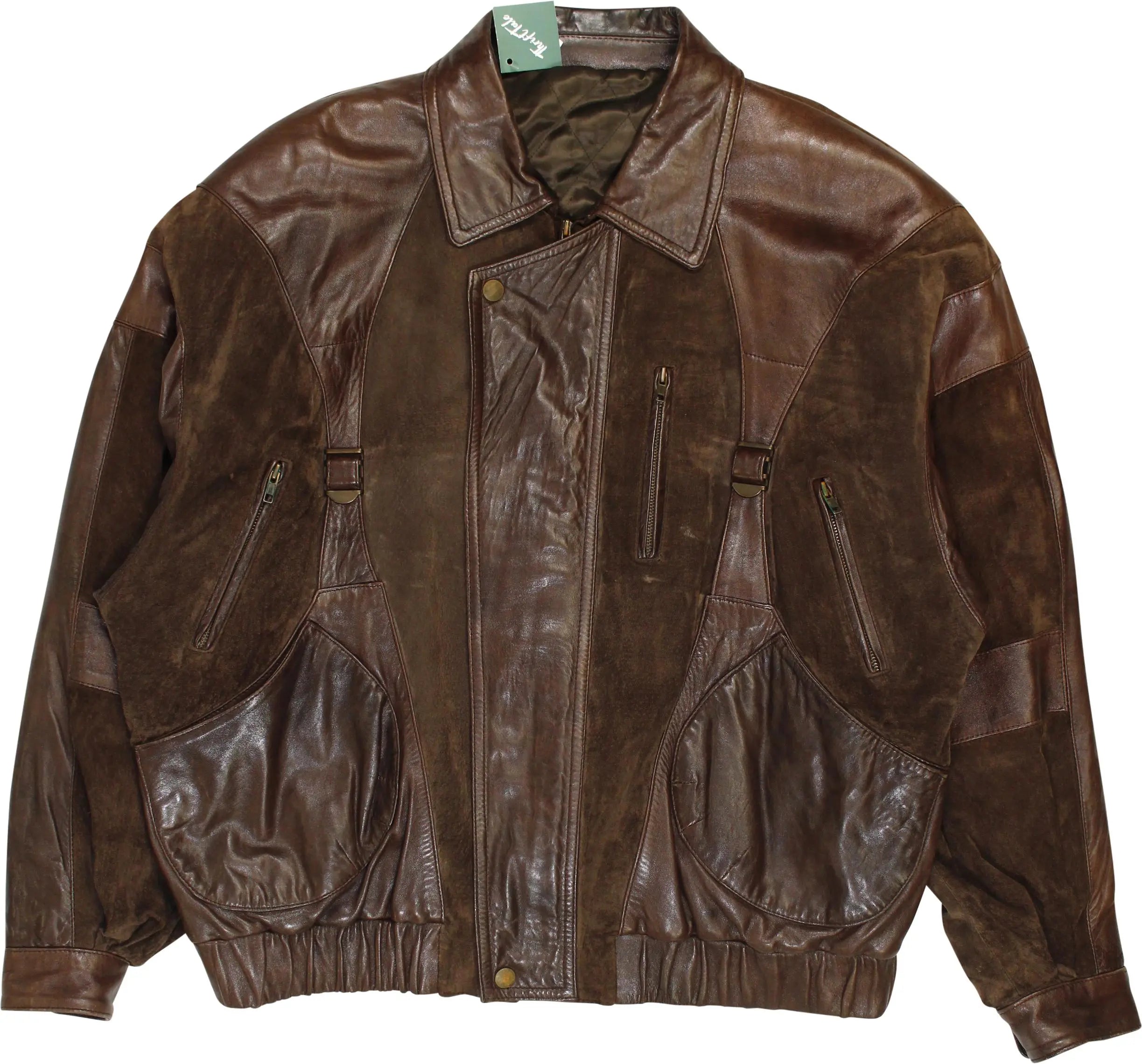 Bissel - Brown Leather Jacket- ThriftTale.com - Vintage and second handclothing