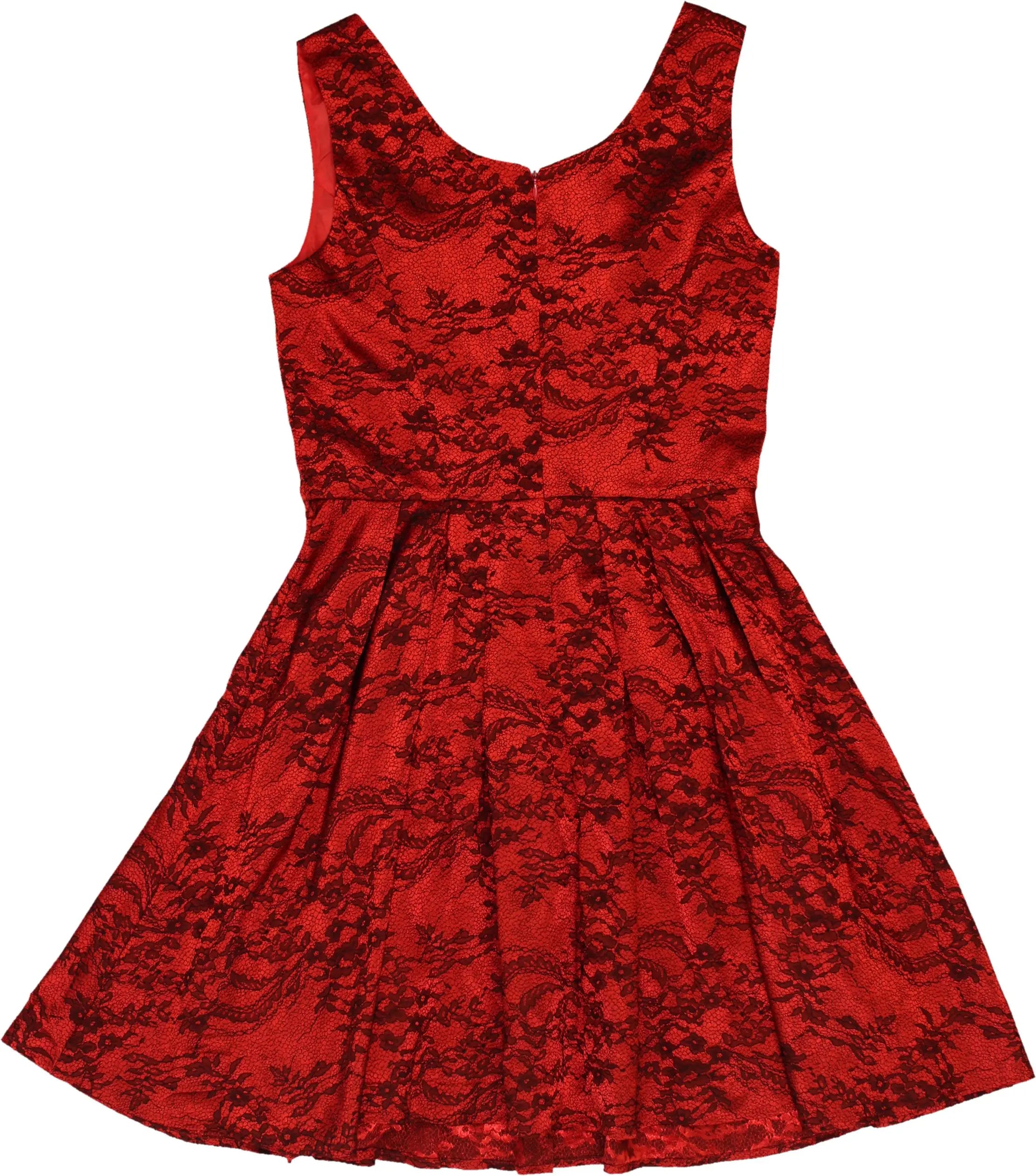 Black Collection - Lace Red Dress- ThriftTale.com - Vintage and second handclothing
