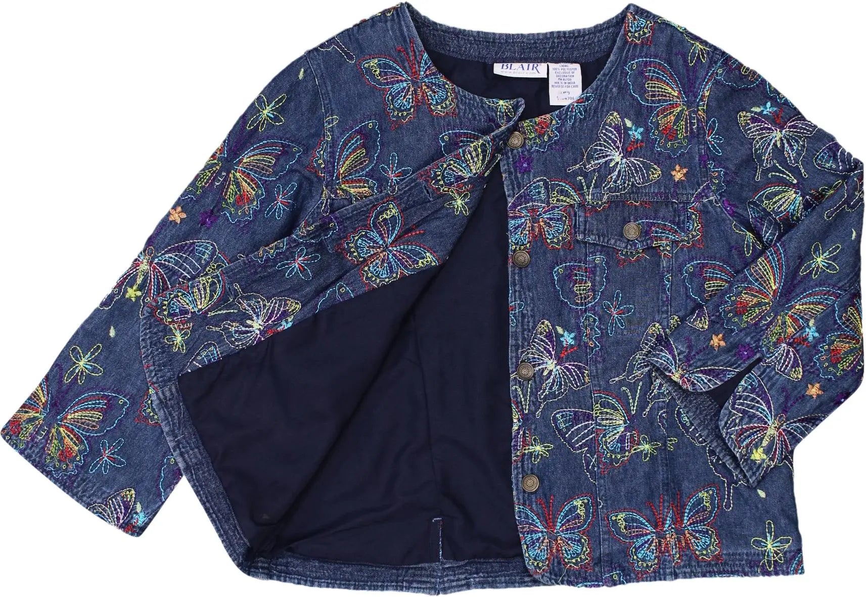 Blair - Butterfly Print Denim Jacket- ThriftTale.com - Vintage and second handclothing