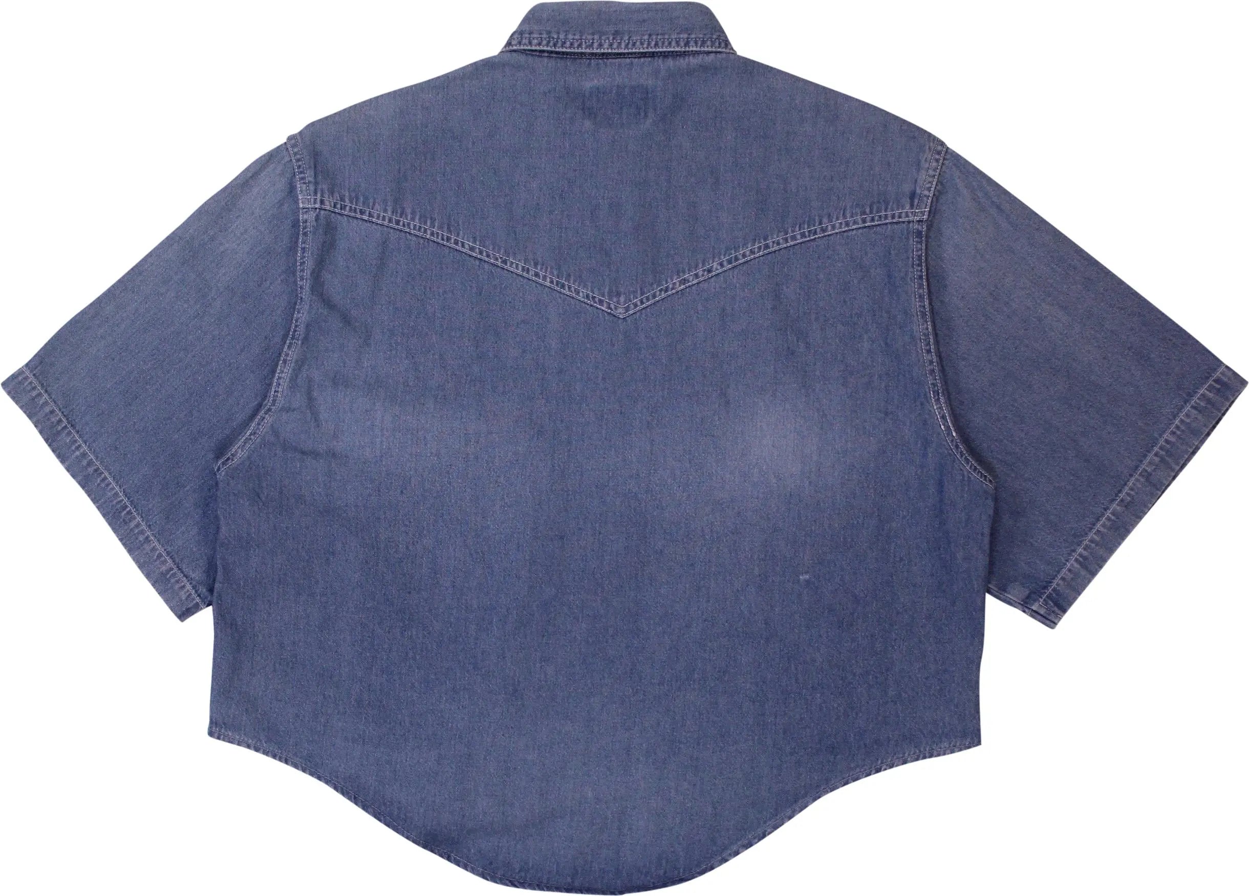 Blue Classics - Blue Short Sleeve Denim Blouse- ThriftTale.com - Vintage and second handclothing
