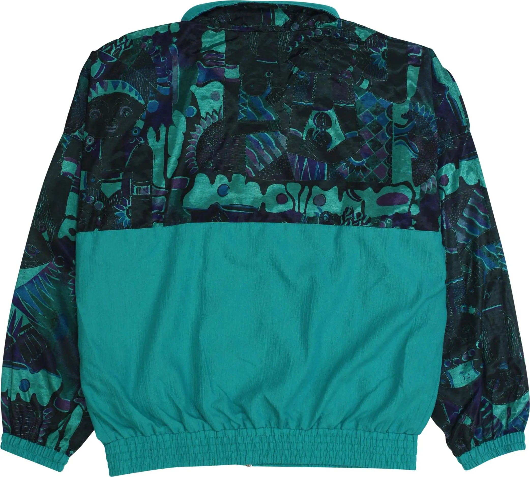 Blue Line - 90s Windbreaker with Satin Sleeves- ThriftTale.com - Vintage and second handclothing