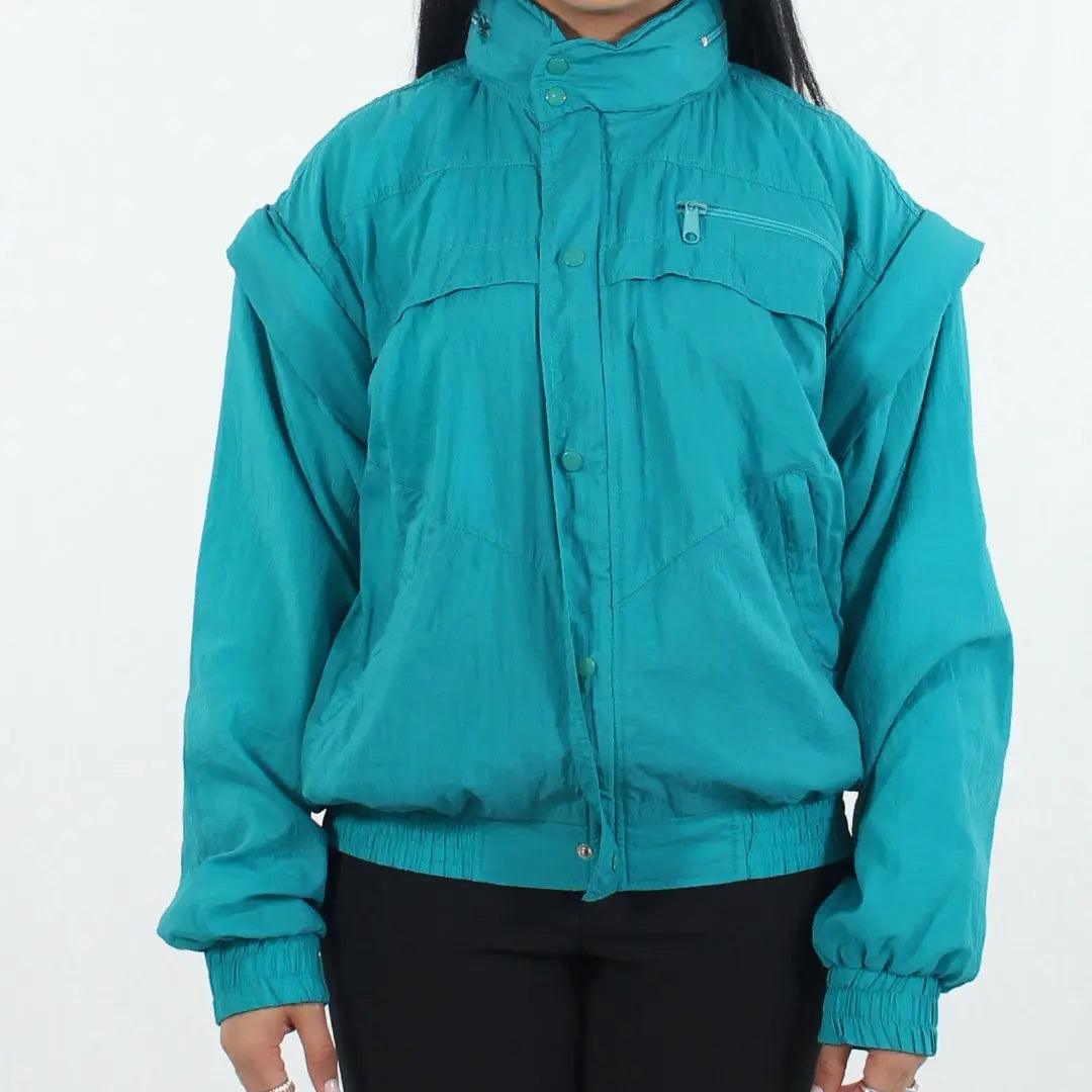 Blue Line - Turquoise Jacket with Zip-off Sleeves- ThriftTale.com - Vintage and second handclothing