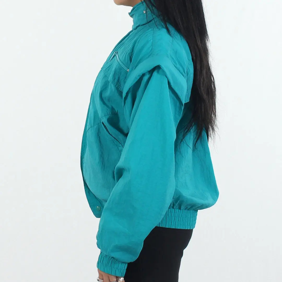 Blue Line - Turquoise Jacket with Zip-off Sleeves- ThriftTale.com - Vintage and second handclothing