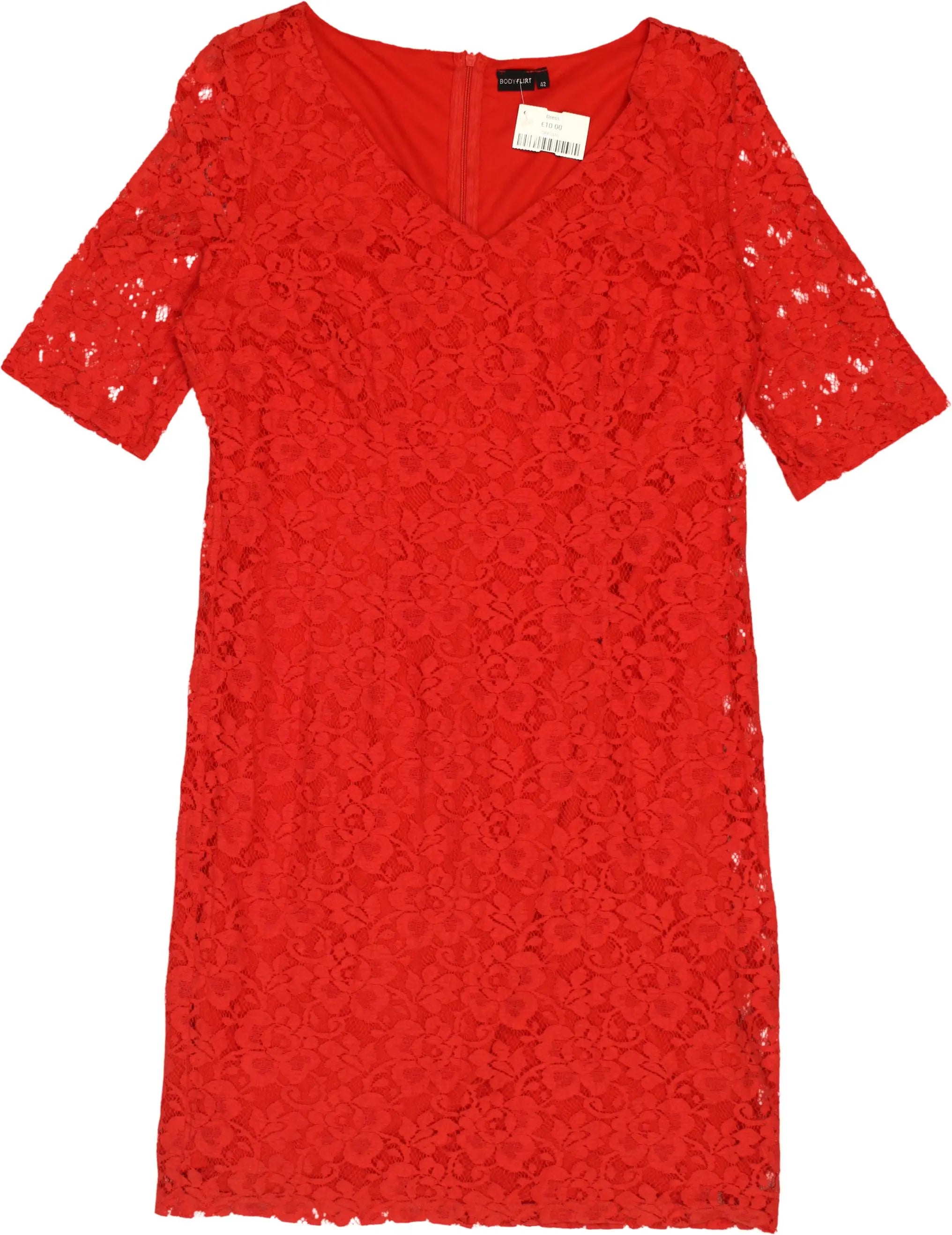 Bodyflirt - Red Lace Dress- ThriftTale.com - Vintage and second handclothing