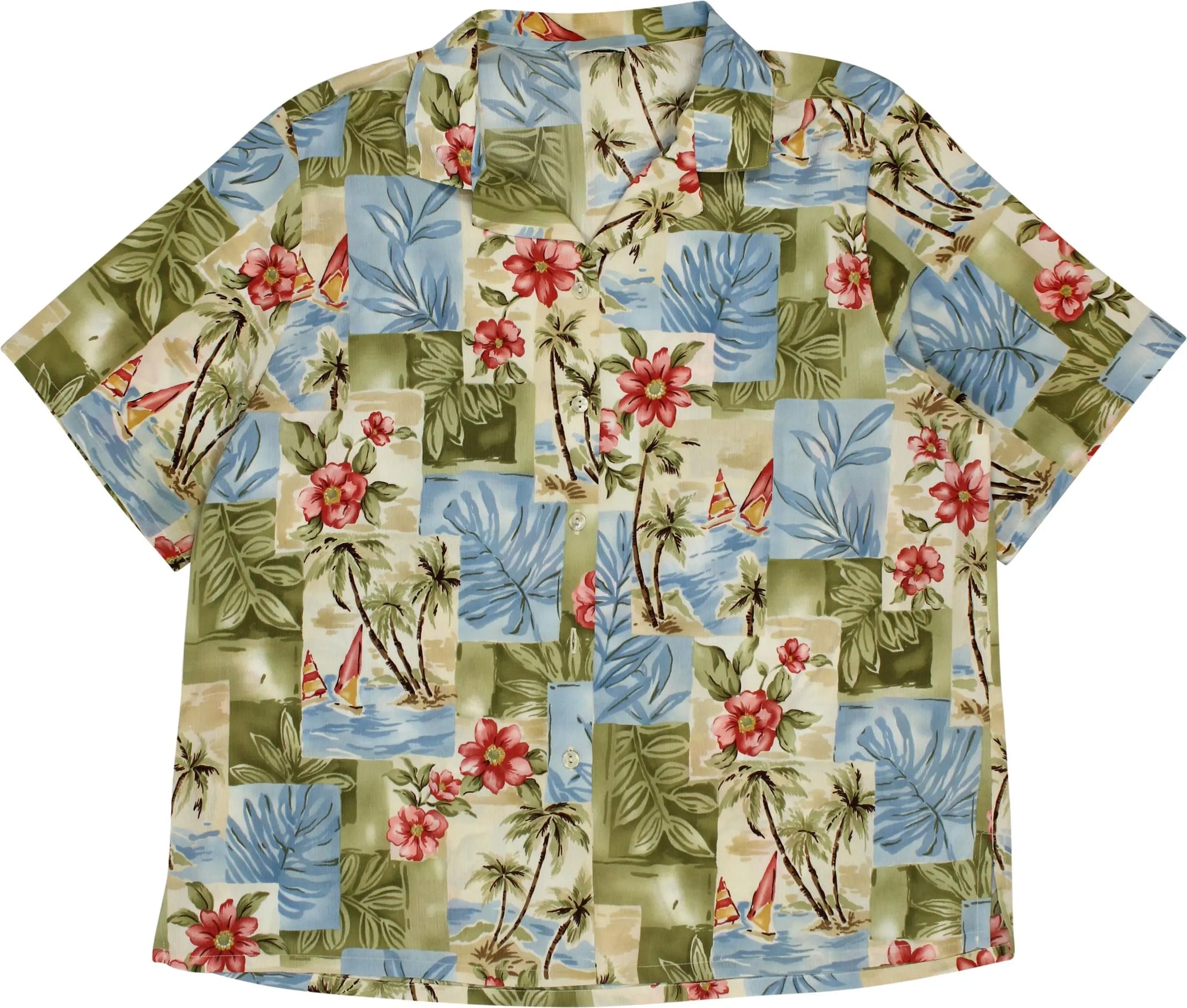 90s Hawaiian Print Blouse