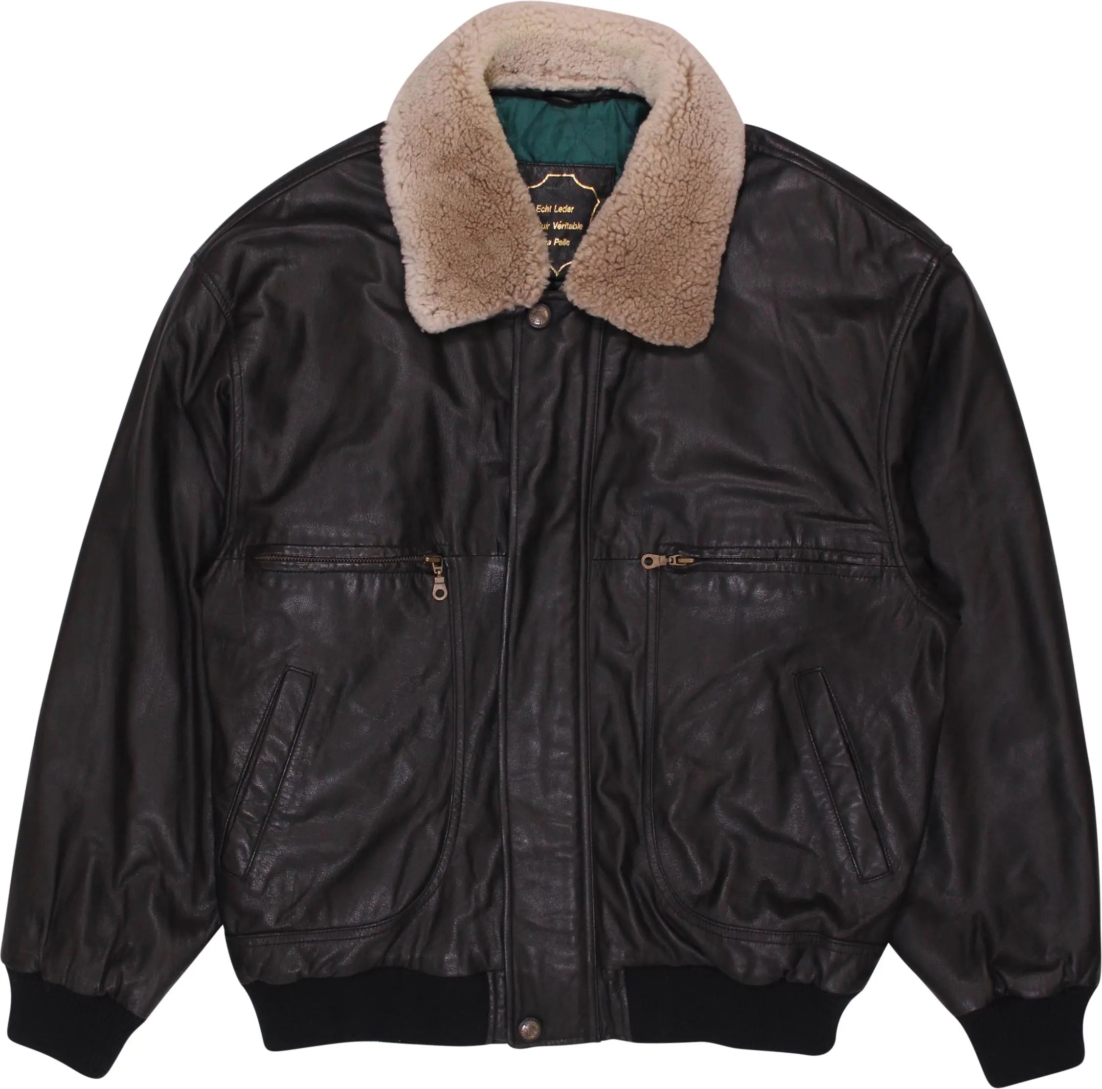 Brice - Vintage Sherpa Collar Leather Jacket- ThriftTale.com - Vintage and second handclothing