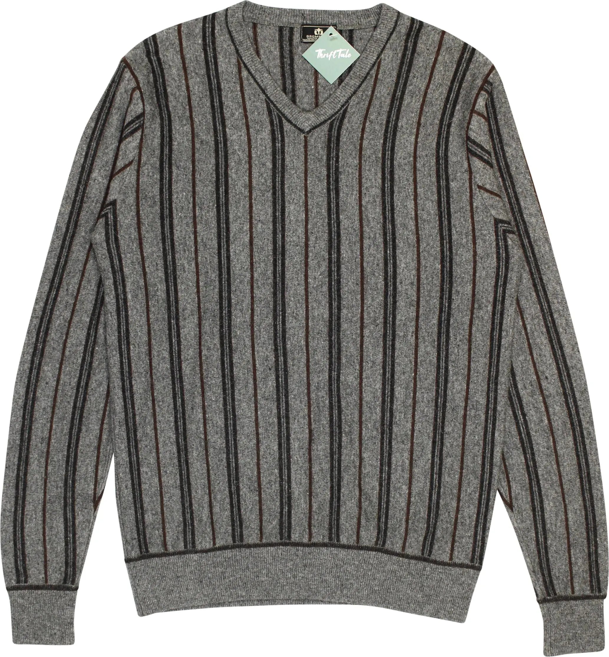 Bromfield - Grey Striped Jumper- ThriftTale.com - Vintage and second handclothing