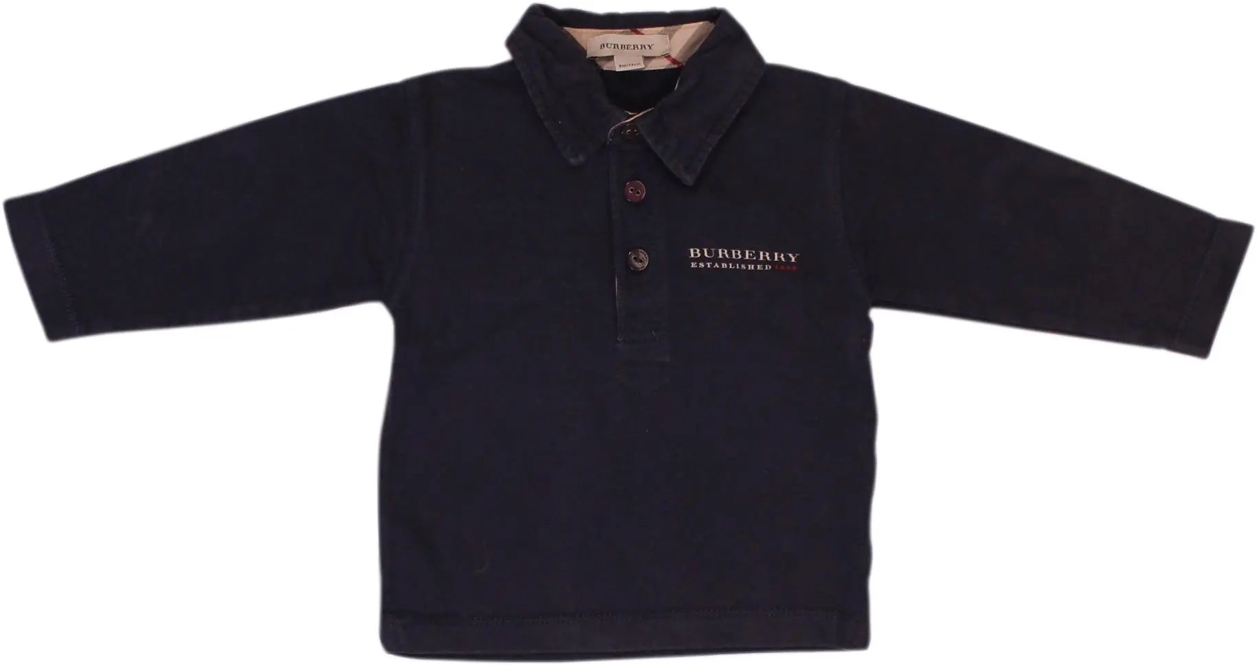 Burberry - Blue Long Sleeve Polo Shirt- ThriftTale.com - Vintage and second handclothing
