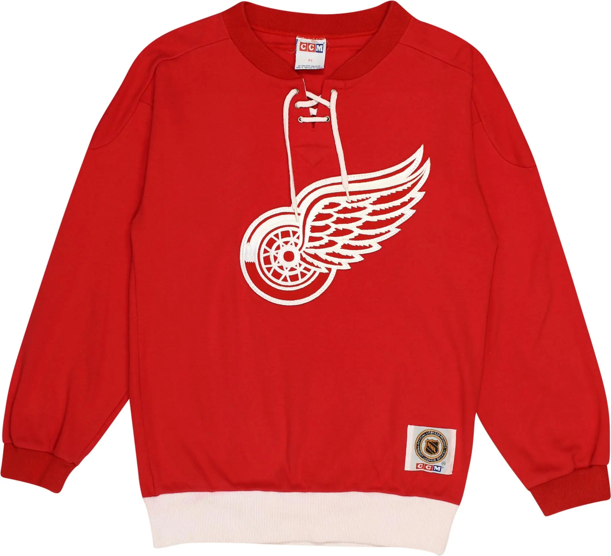 CCM - Detroit Red Wings Hockey Lace Up Sweater- ThriftTale.com - Vintage and second handclothing