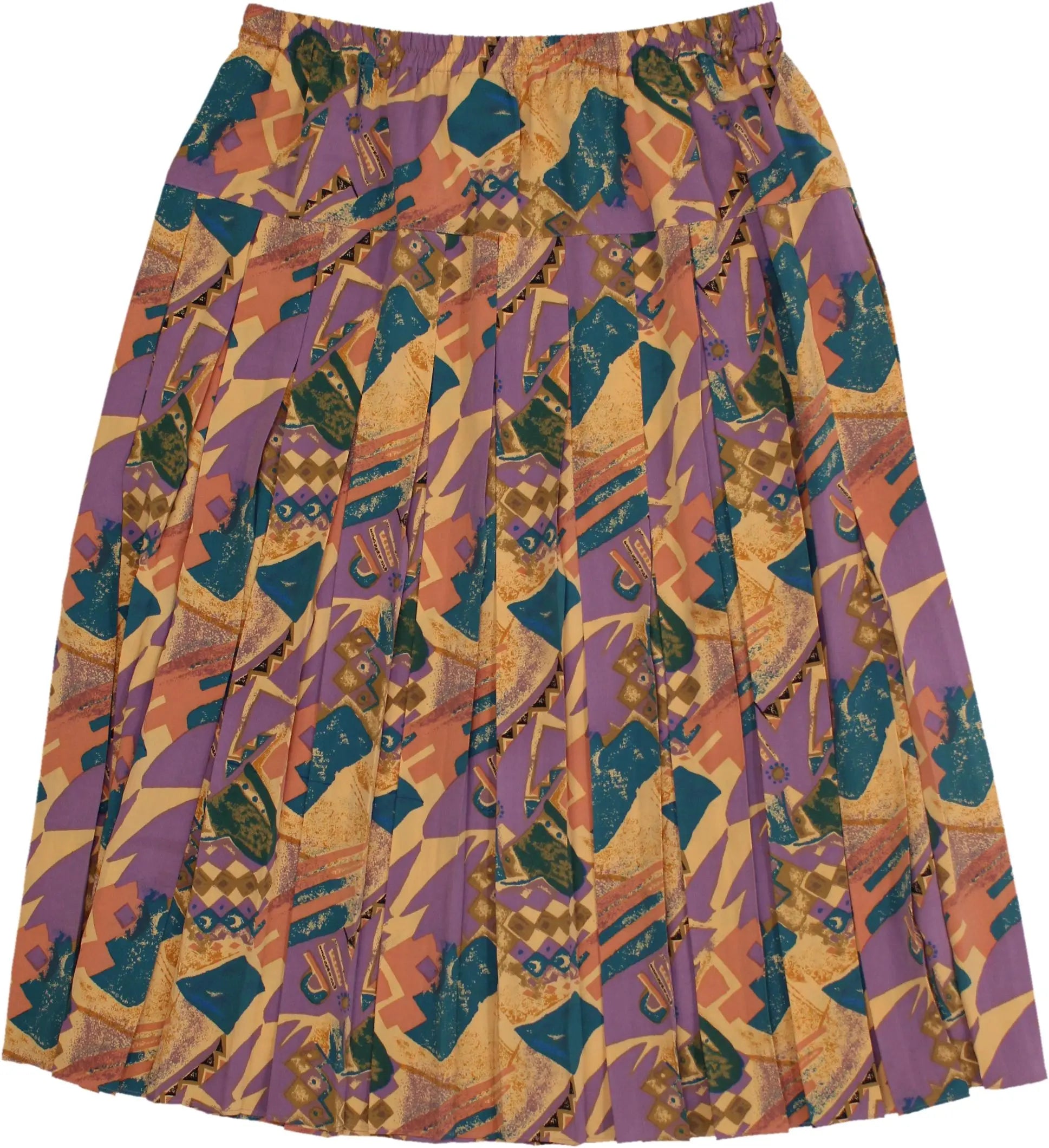 C&A - 80s Patterned Pleated Skirt- ThriftTale.com - Vintage and second handclothing