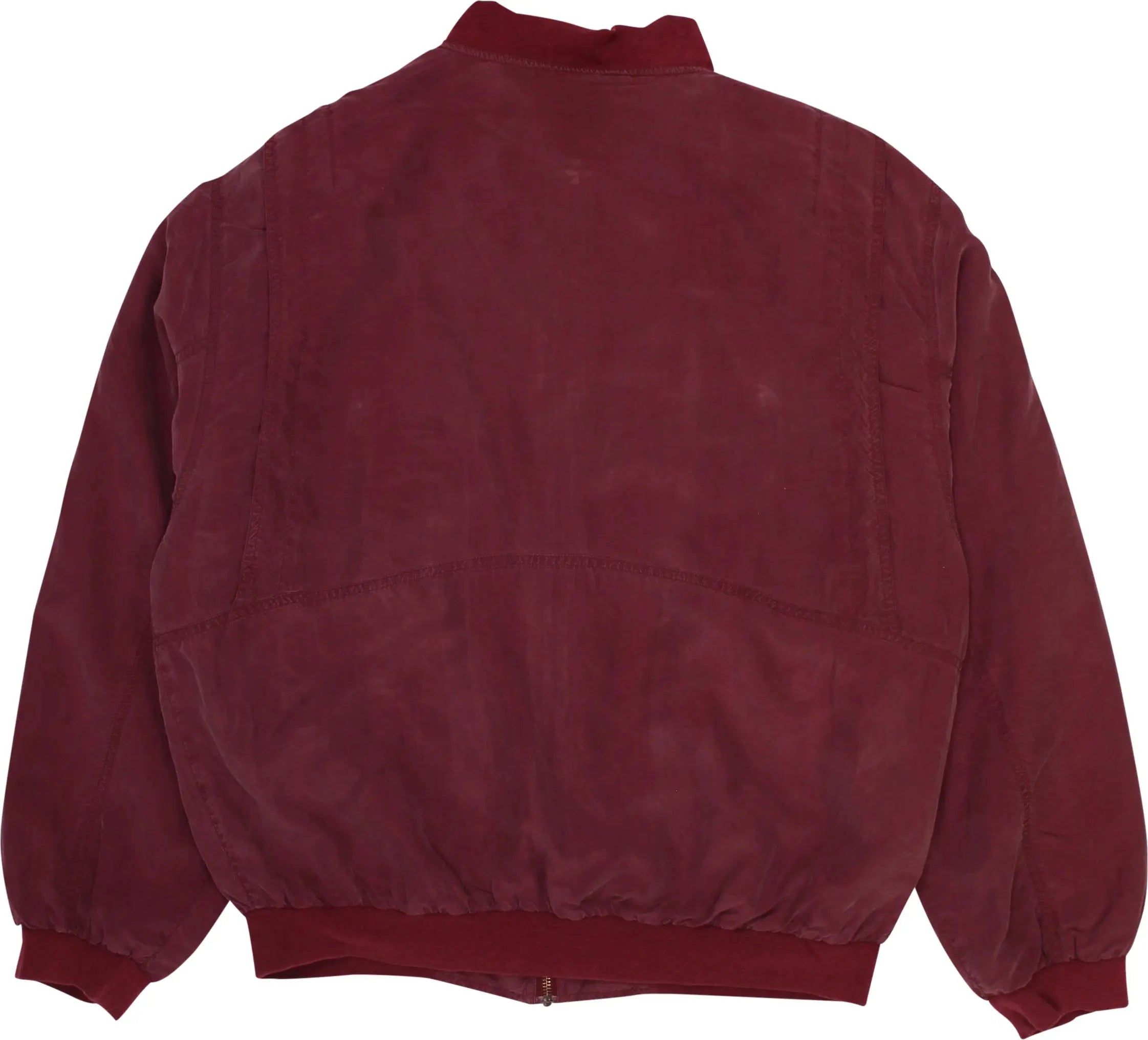 C&A - 80s Silk Bomber Jacket with Shoulder Pads- ThriftTale.com - Vintage and second handclothing