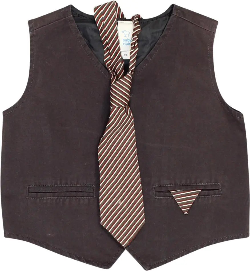 C&A - Grey Vest with Tie- ThriftTale.com - Vintage and second handclothing