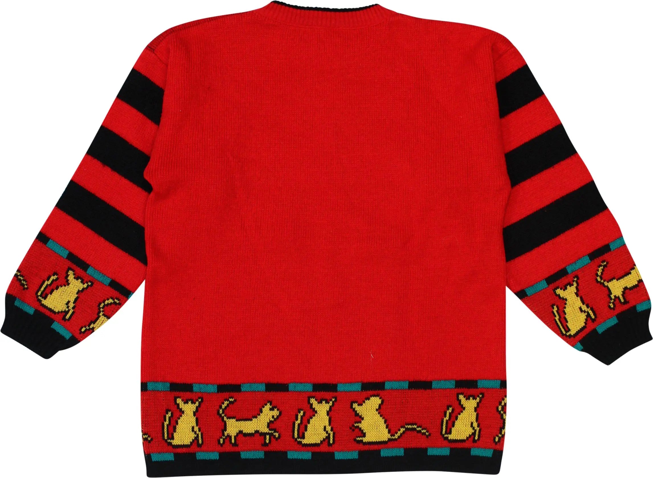 C&A - Red Printed Knitted Sweater- ThriftTale.com - Vintage and second handclothing