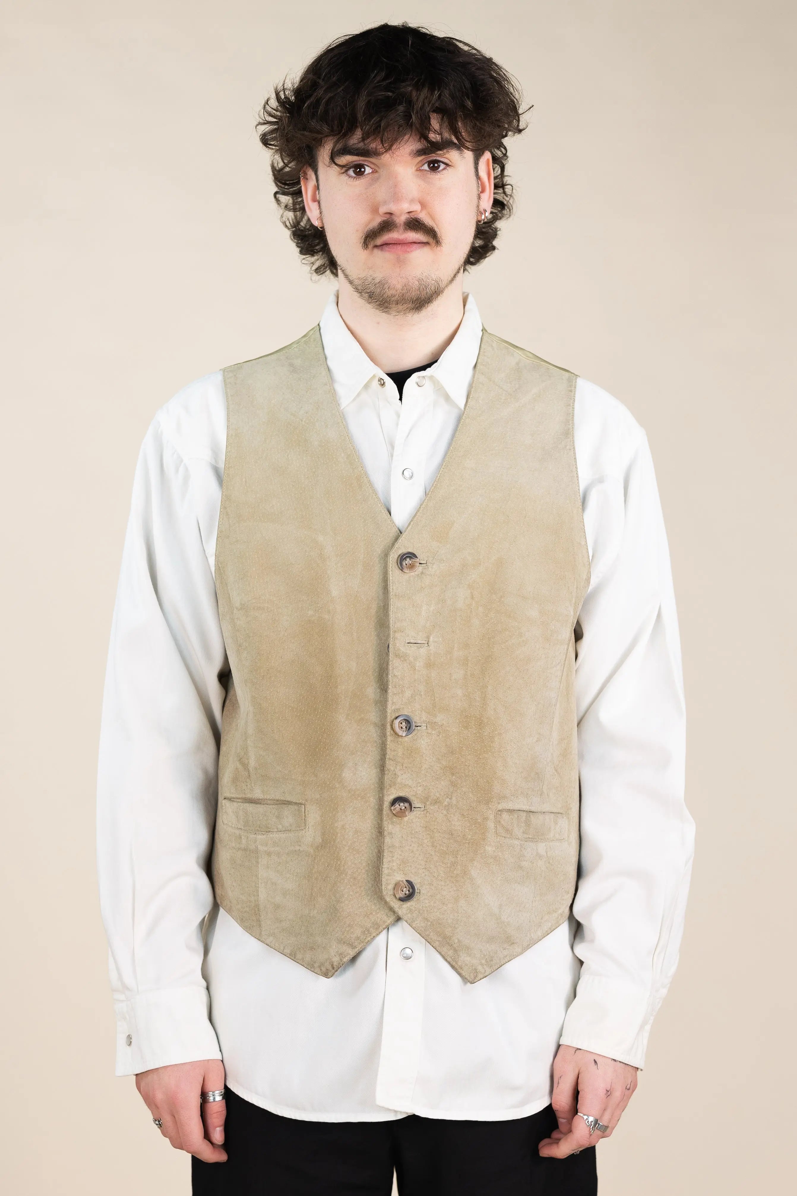 C&A - Suede Waistcoat- ThriftTale.com - Vintage and second handclothing