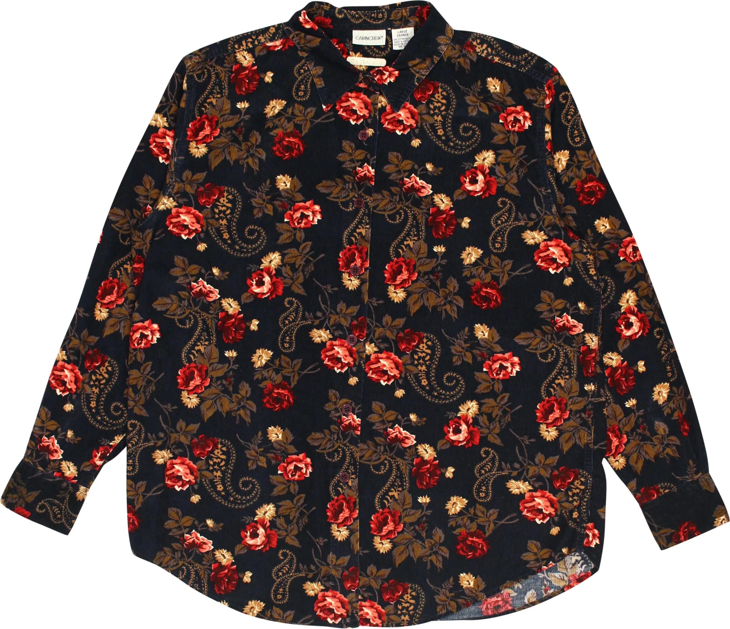 Cabin Creek - 90s Floral Corduroy Blouse- ThriftTale.com - Vintage and second handclothing