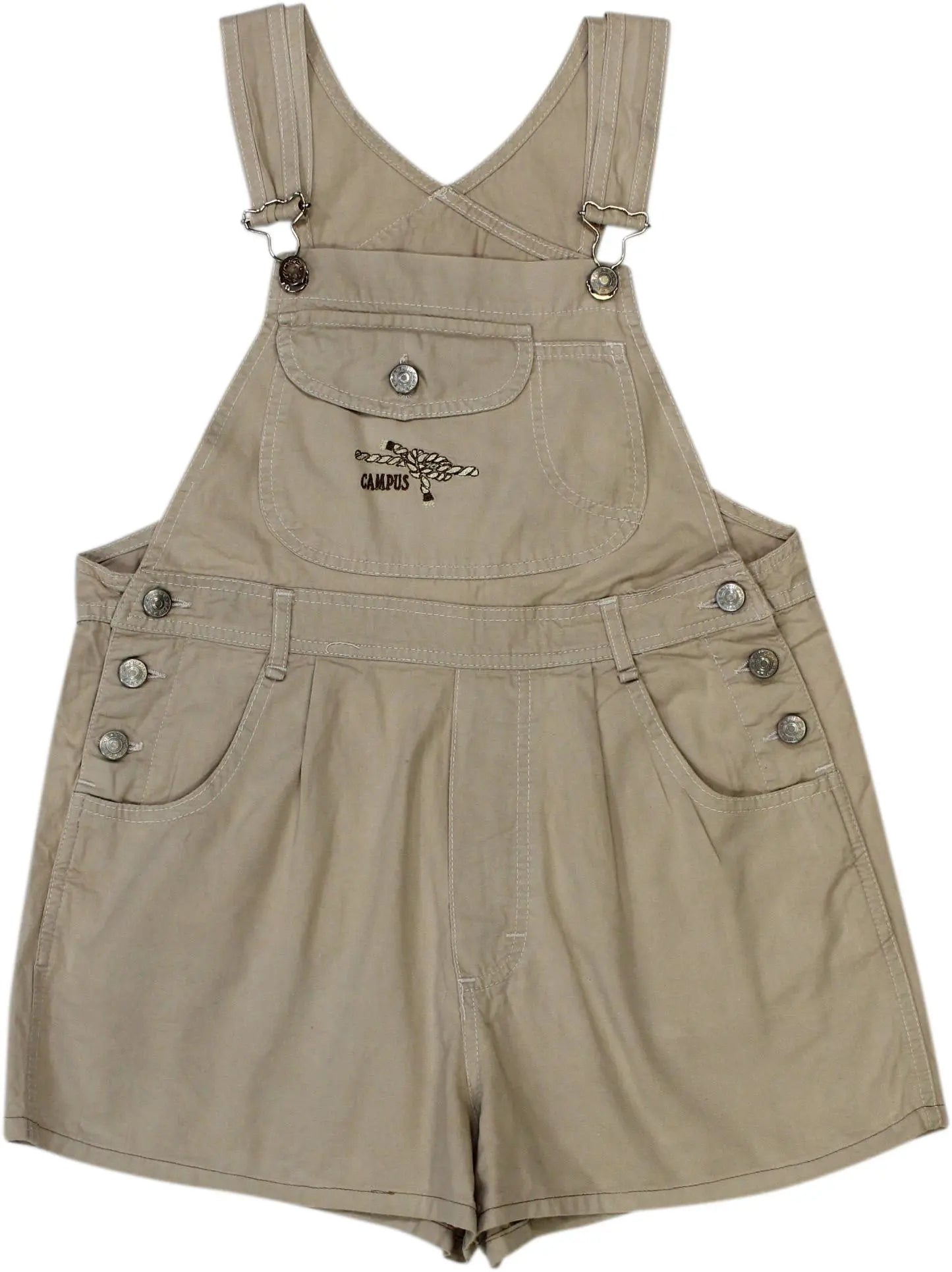Campus - Beige Short Dungarees- ThriftTale.com - Vintage and second handclothing