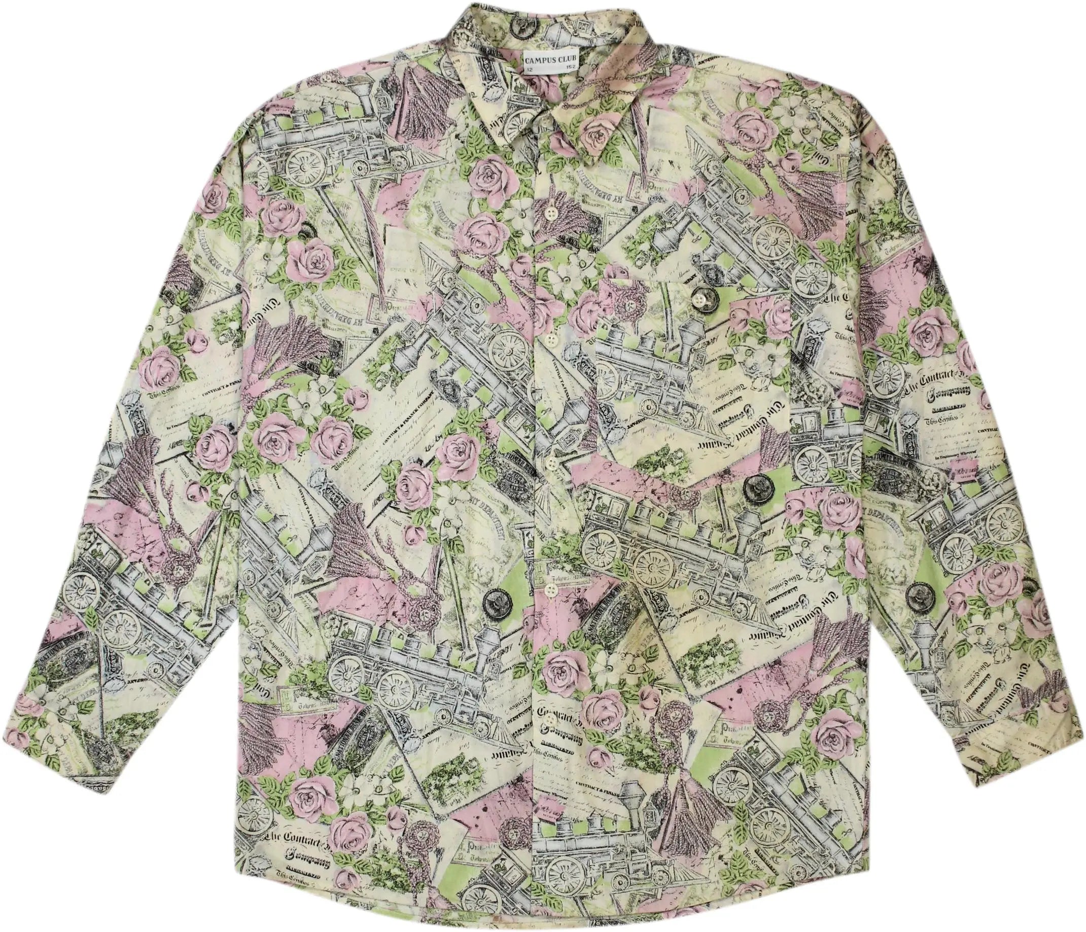 Campus Club - Colourful Long Sleeve Shirt- ThriftTale.com - Vintage and second handclothing