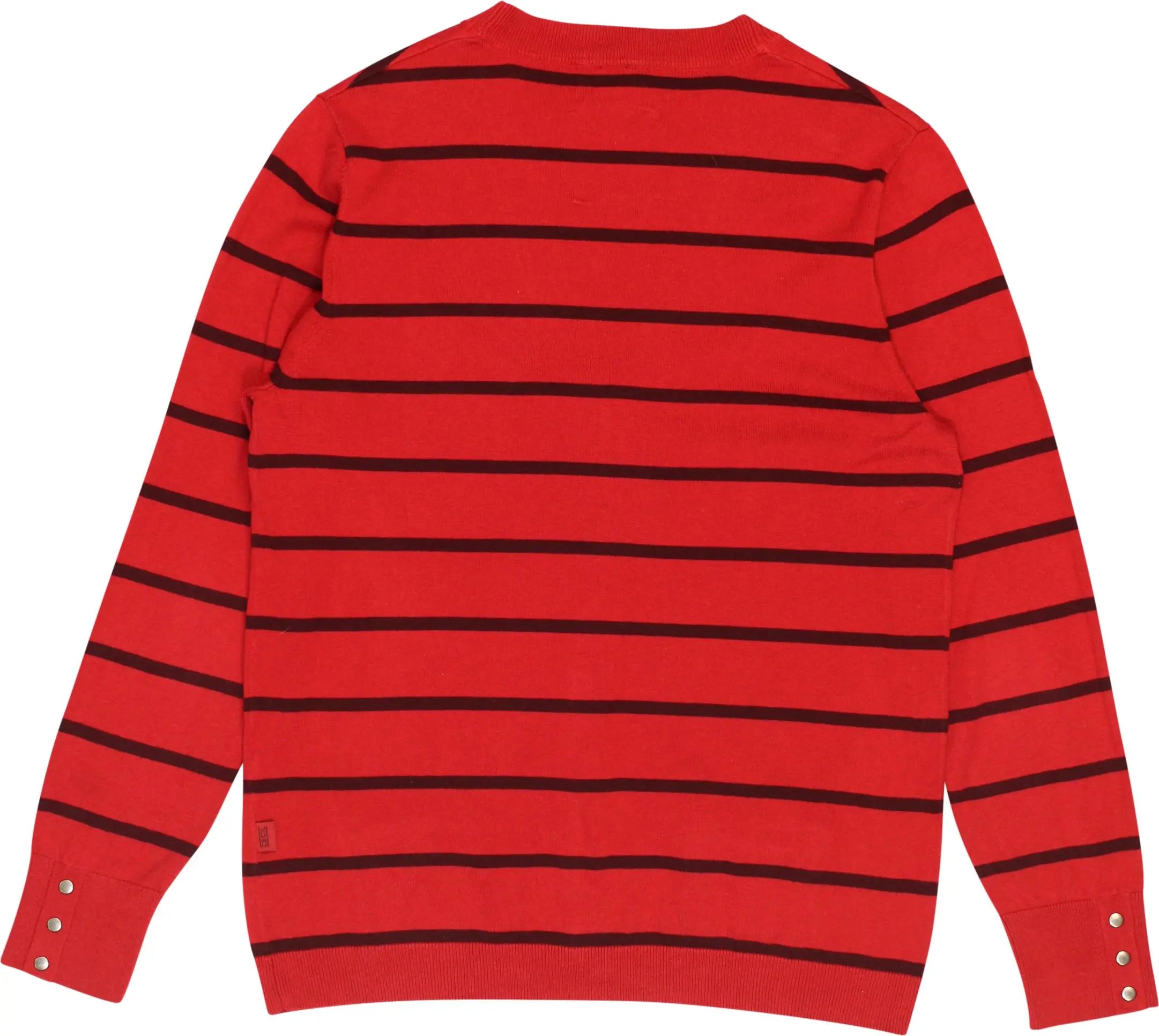 Cecil - Red Striped Cardigan- ThriftTale.com - Vintage and second handclothing