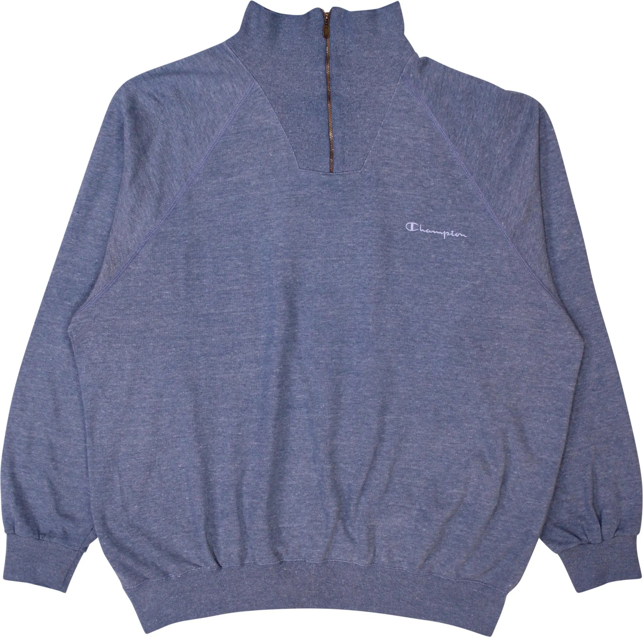 Champion - 90s Blue Quarter Zip Sweater by Champion- ThriftTale.com - Vintage and second handclothing