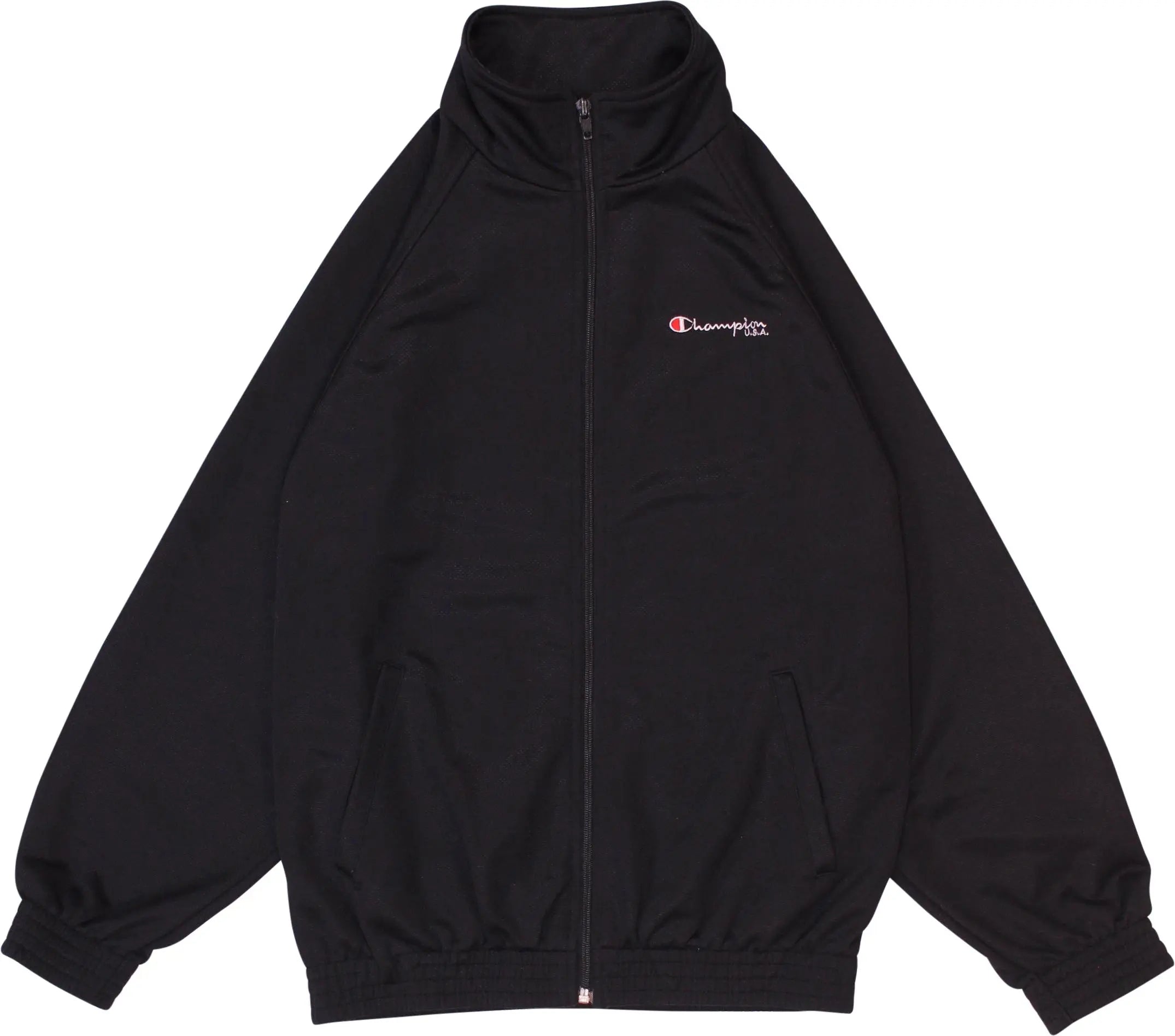 Champion - Black Track Jacket by Champion- ThriftTale.com - Vintage and second handclothing