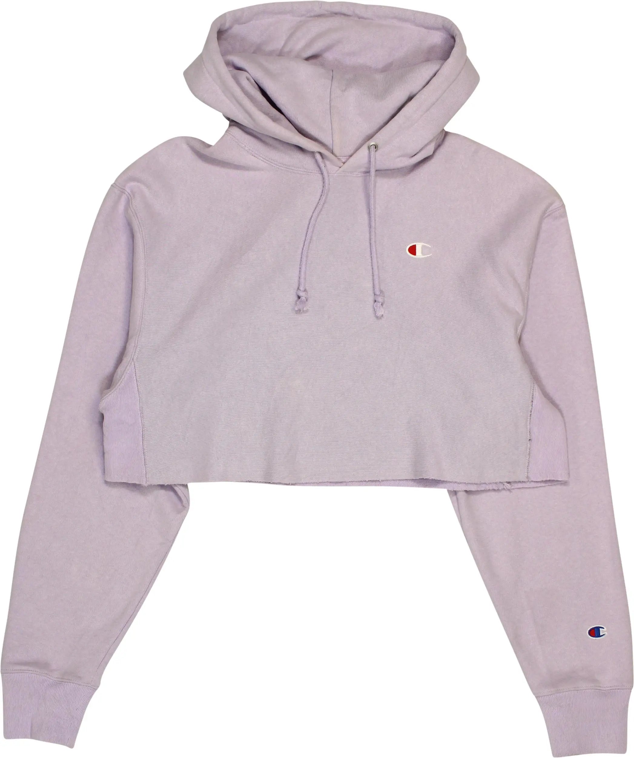 Champion pink cropped discount hoodie