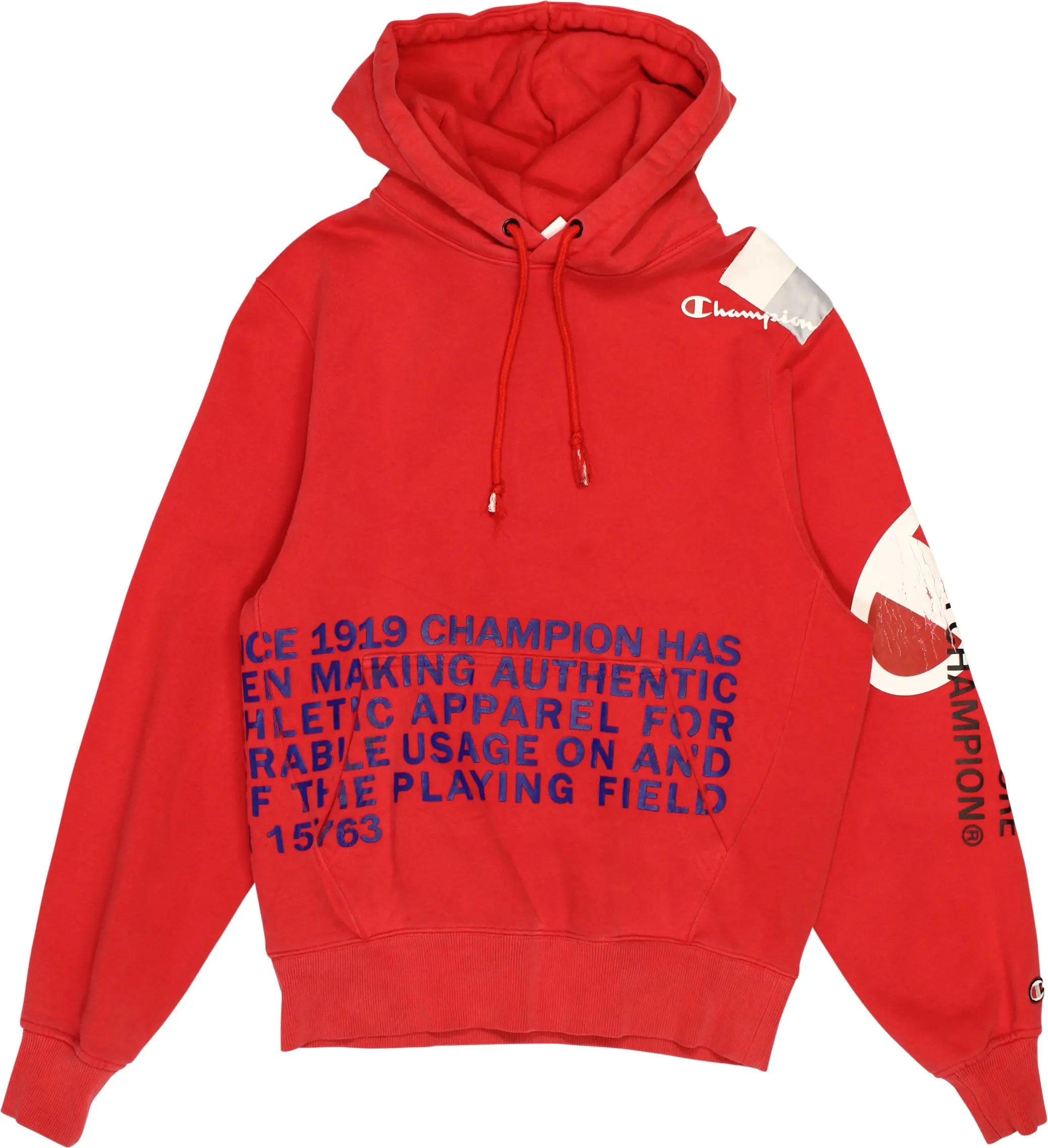 Champion - Red Champion hoodie- ThriftTale.com - Vintage and second handclothing