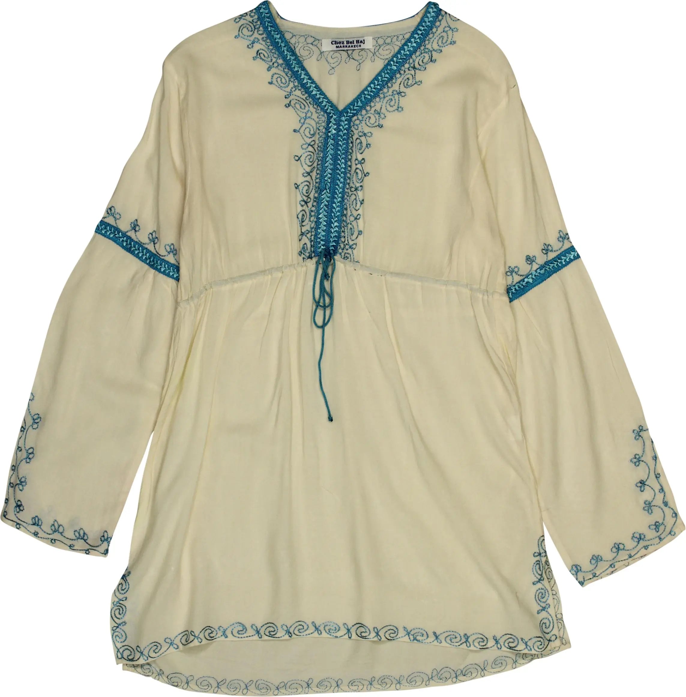 Chez Bel Haj - Silk Embroidered Tunic- ThriftTale.com - Vintage and second handclothing