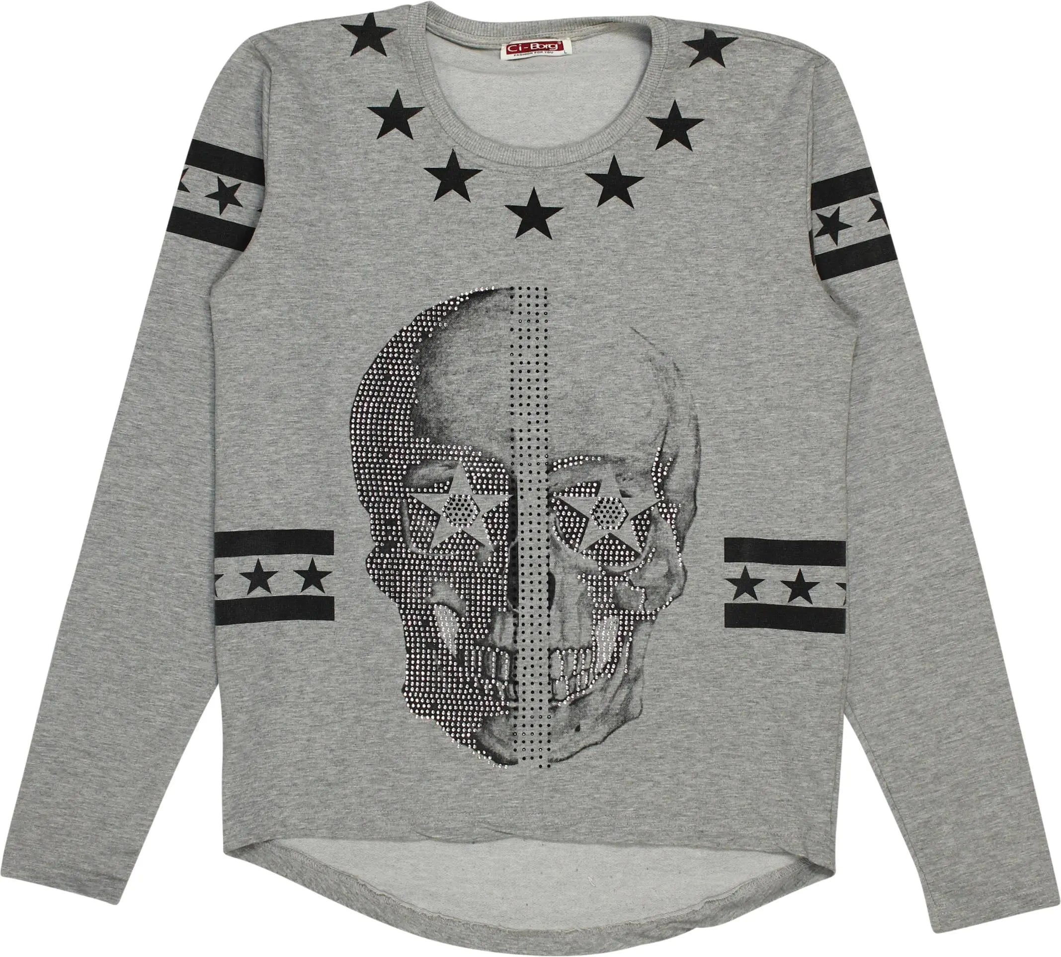 Ci-Borg - Long Sleeve with Skull- ThriftTale.com - Vintage and second handclothing