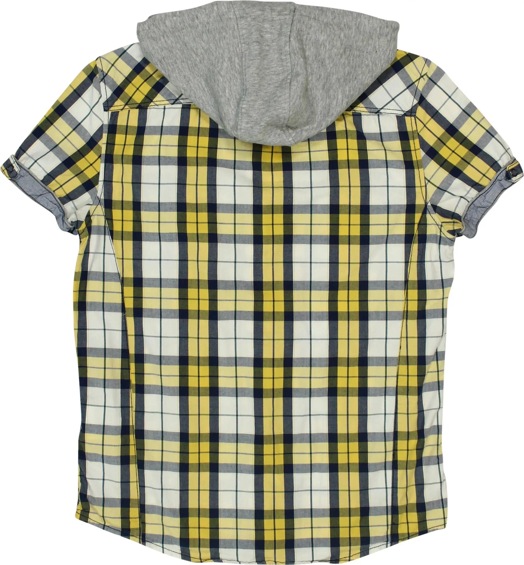 Clockhouse - Checkered Short Sleeve Shirt with Hoodie- ThriftTale.com - Vintage and second handclothing