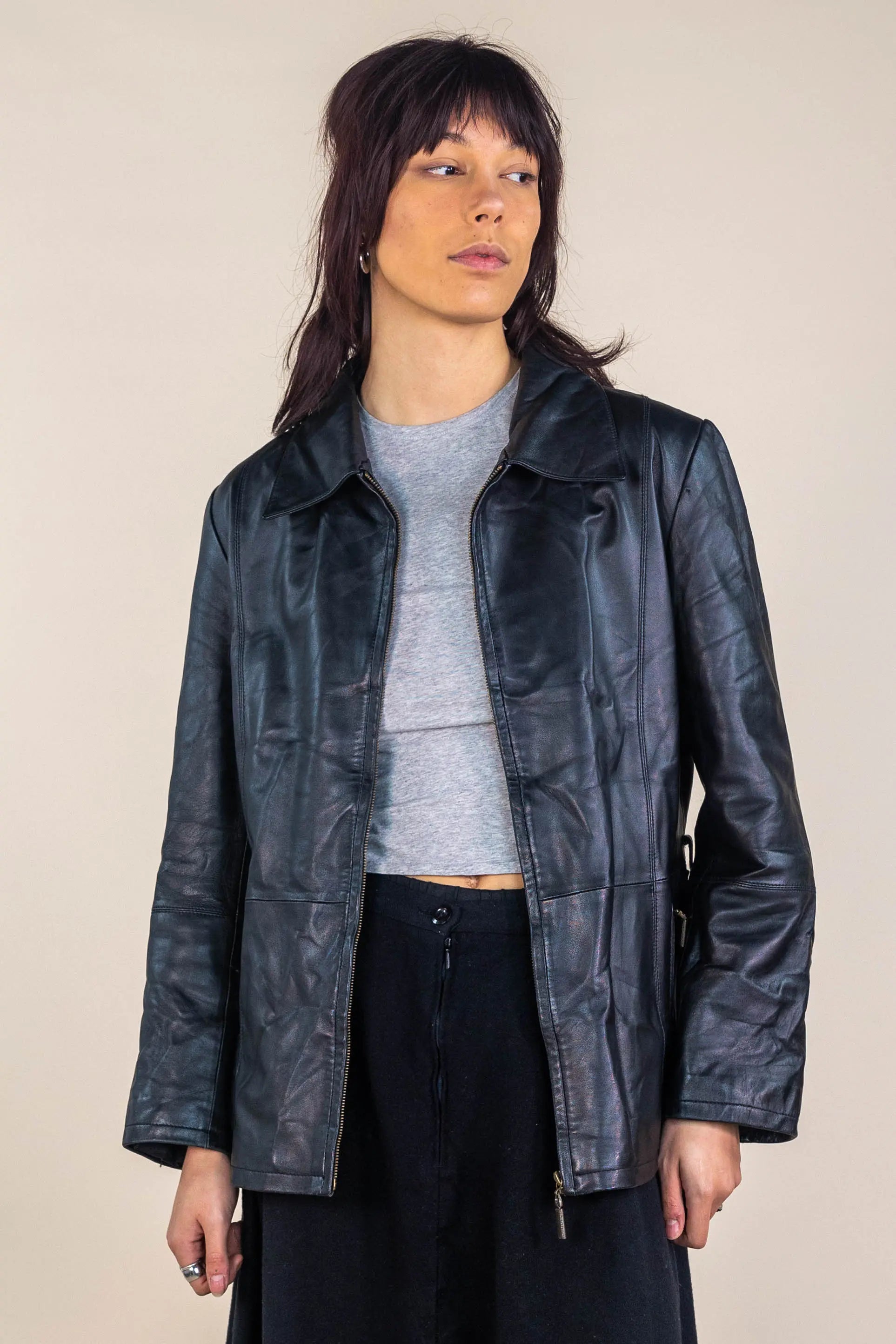 Conbipel - 90s Vintage Leather Jacket- ThriftTale.com - Vintage and second handclothing