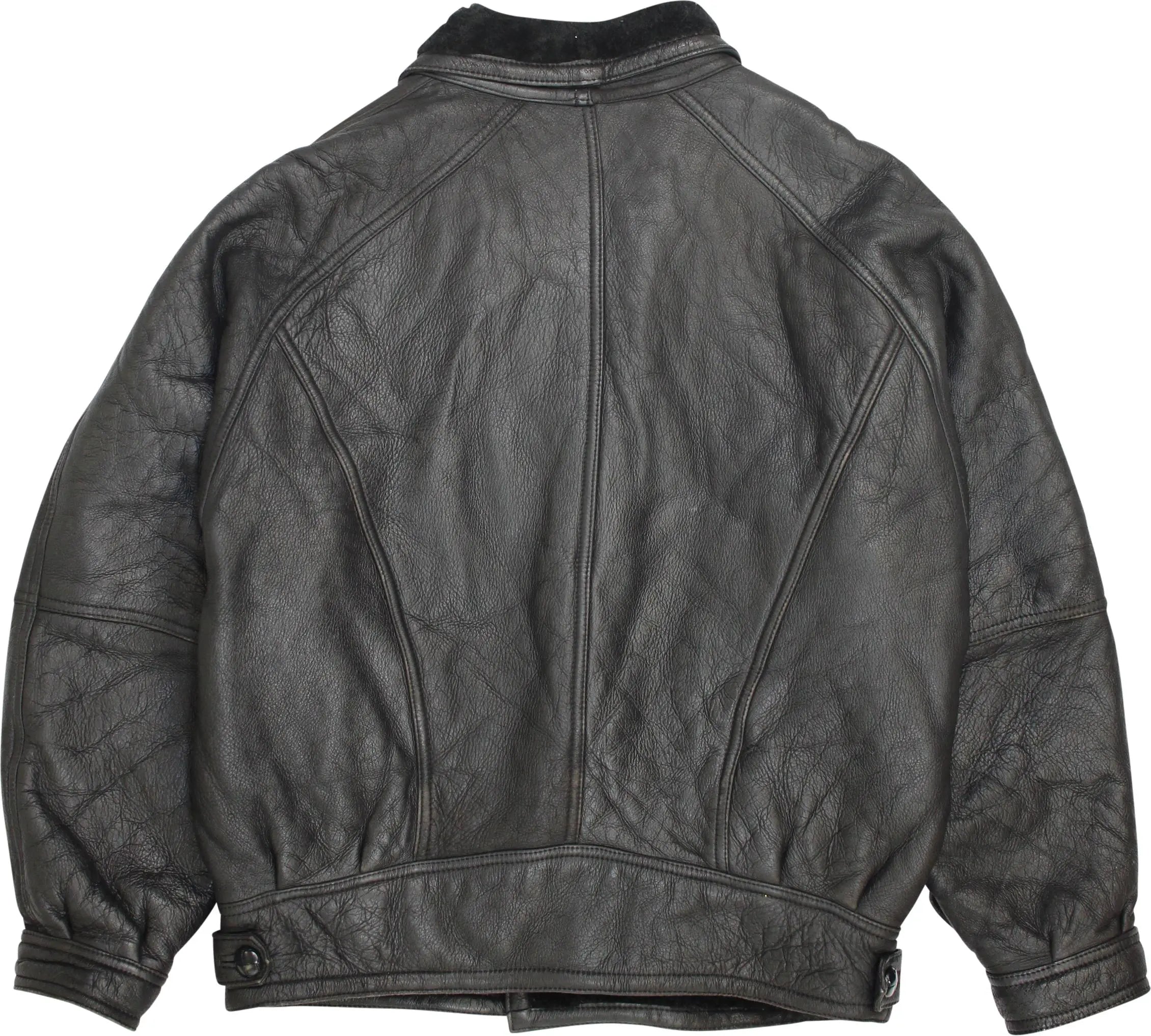 Conbipel - Black Leather Jacket- ThriftTale.com - Vintage and second handclothing
