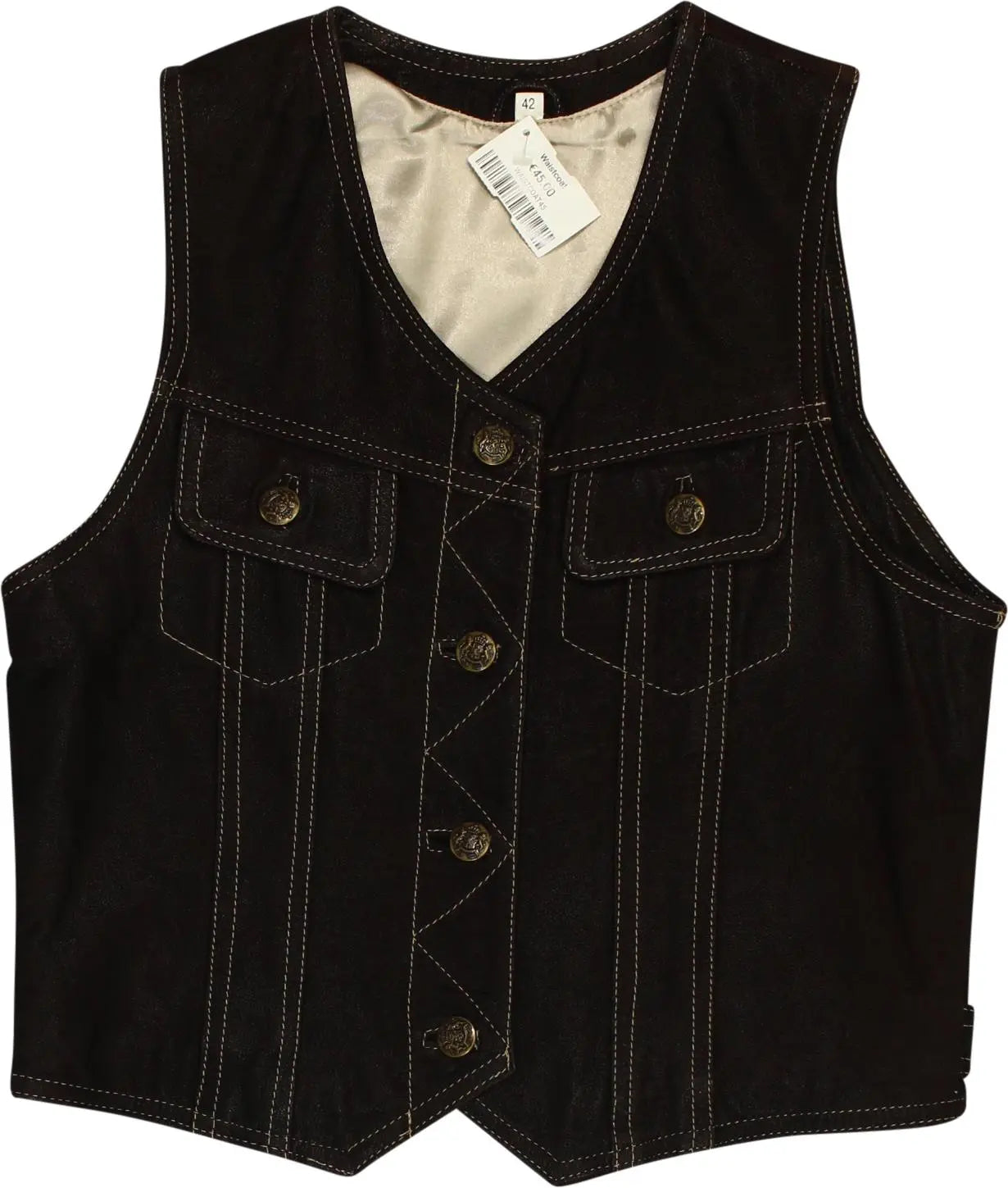 Conbipel - Leather Waistcoat- ThriftTale.com - Vintage and second handclothing