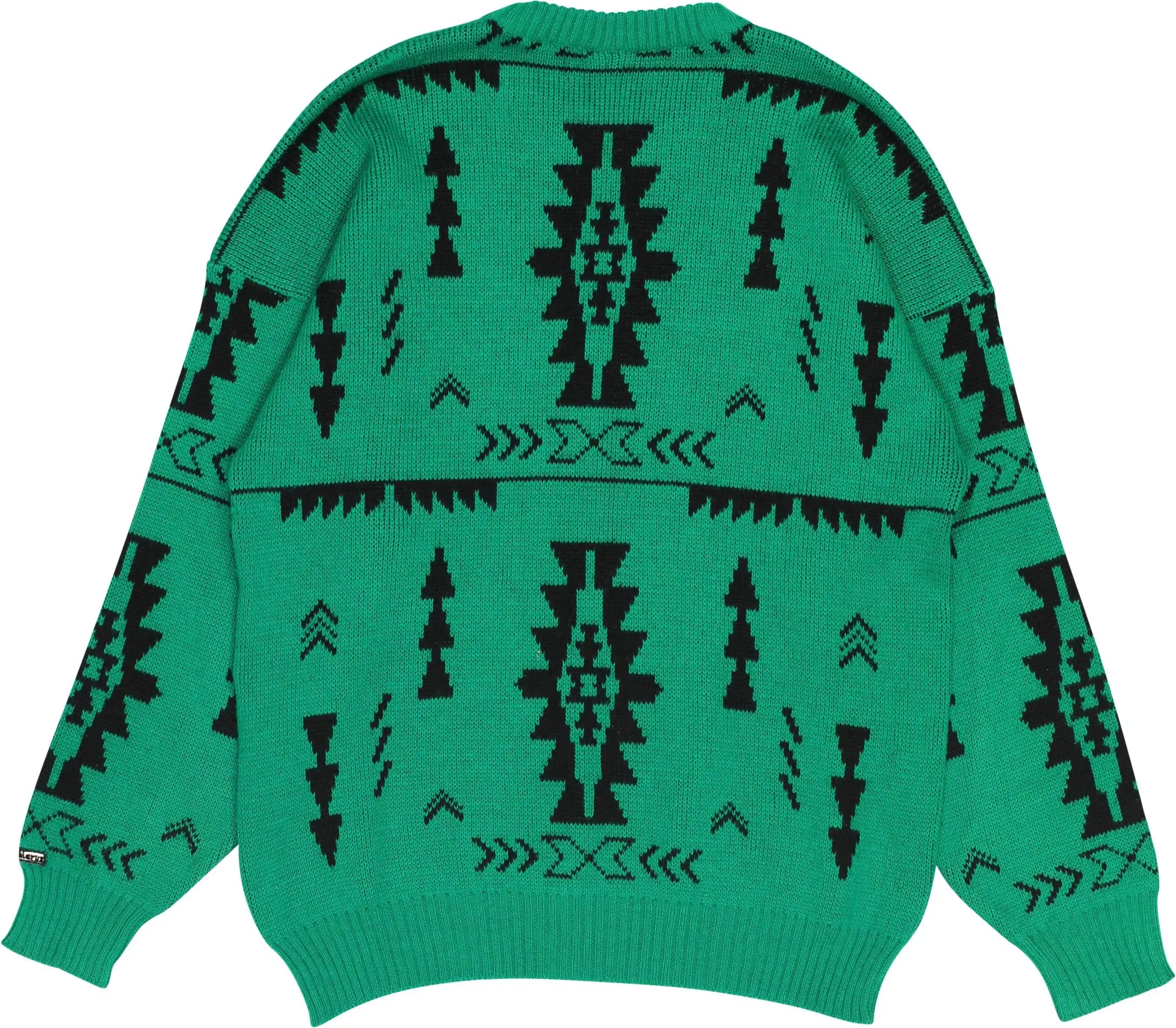 Conte Flaminy - Green Patterned Jumper- ThriftTale.com - Vintage and second handclothing