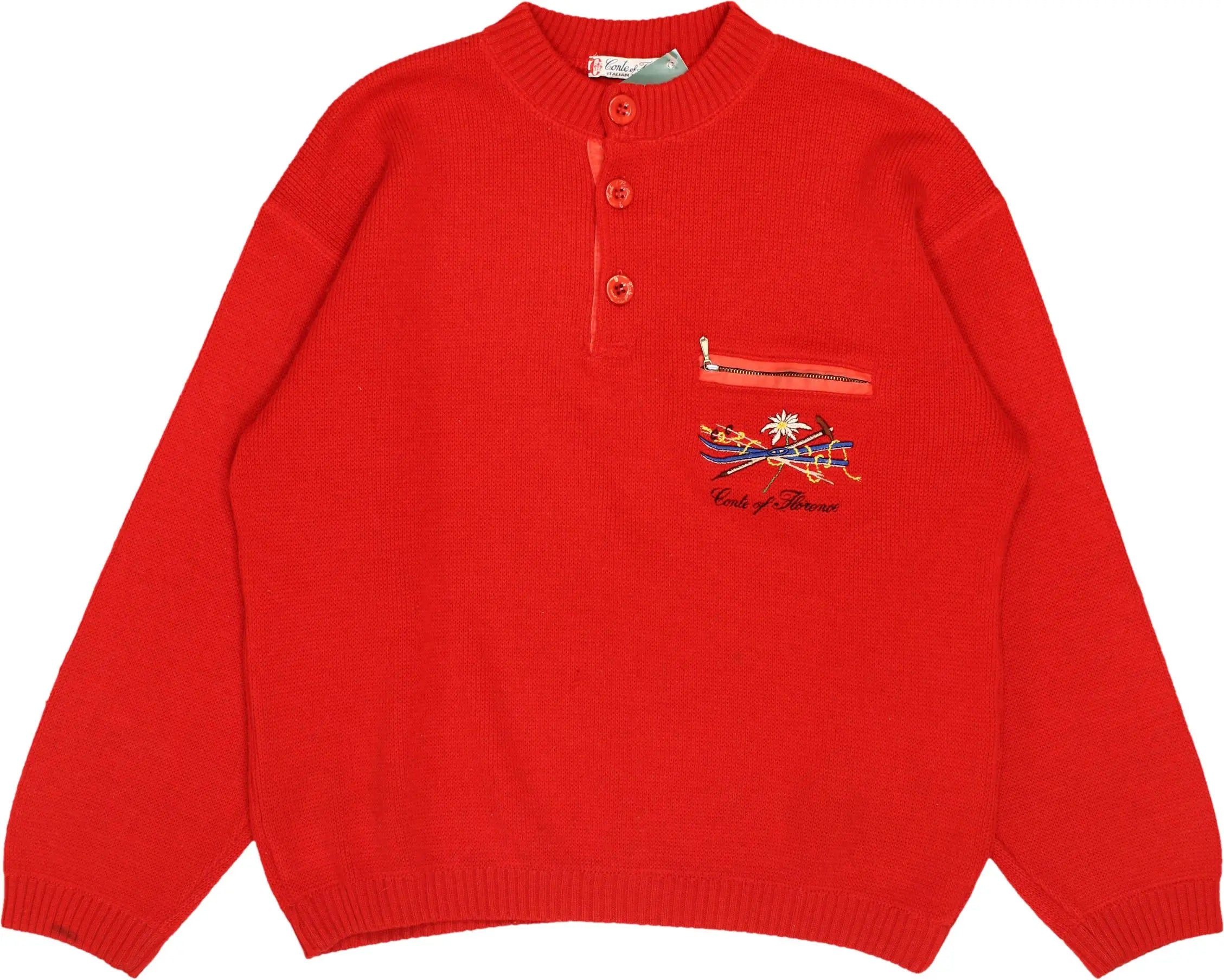 Conte of Florence - Red Quarter neck Jumper- ThriftTale.com - Vintage and second handclothing