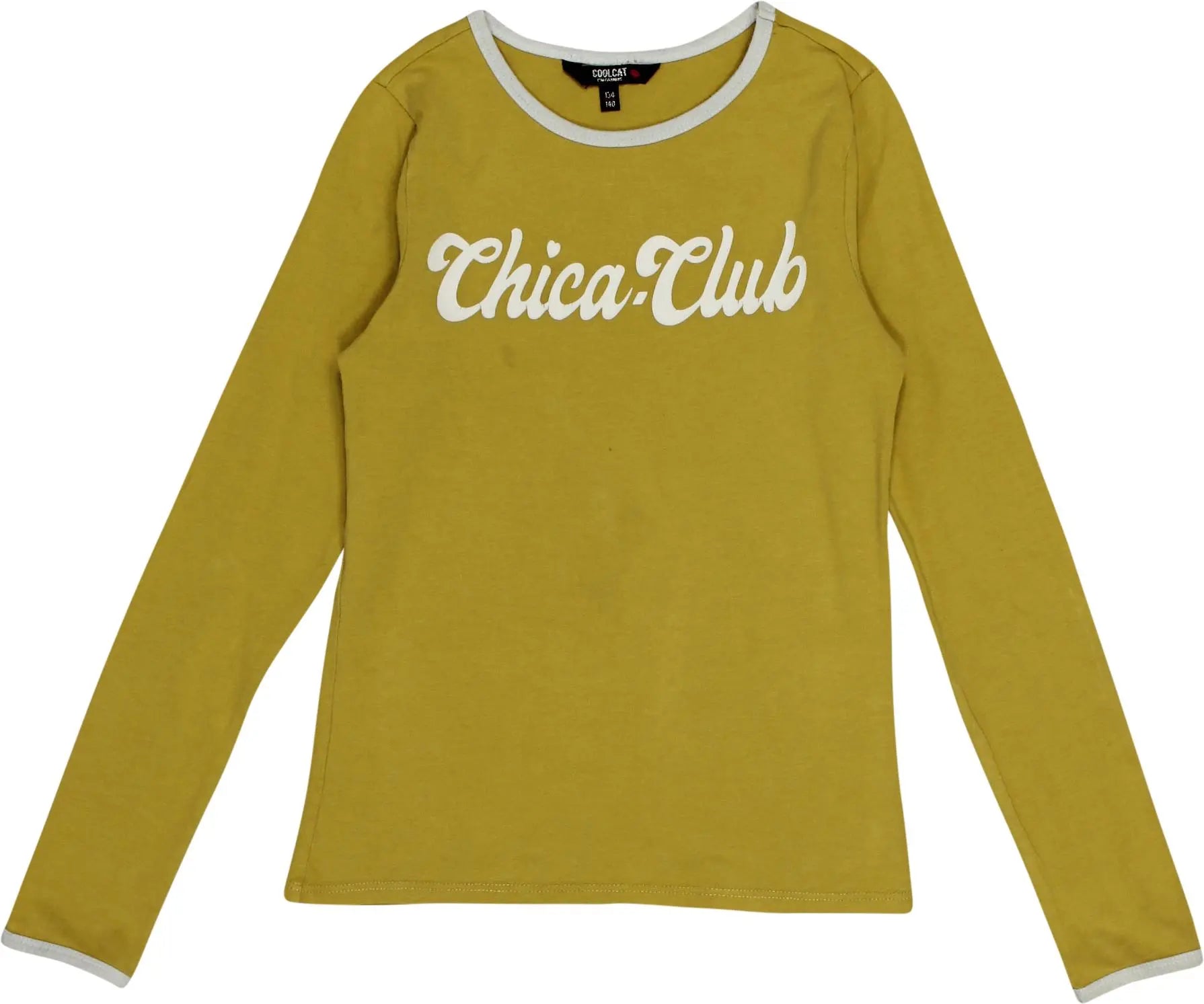 Coolcat - Yellow Long Sleeve T-shirt- ThriftTale.com - Vintage and second handclothing