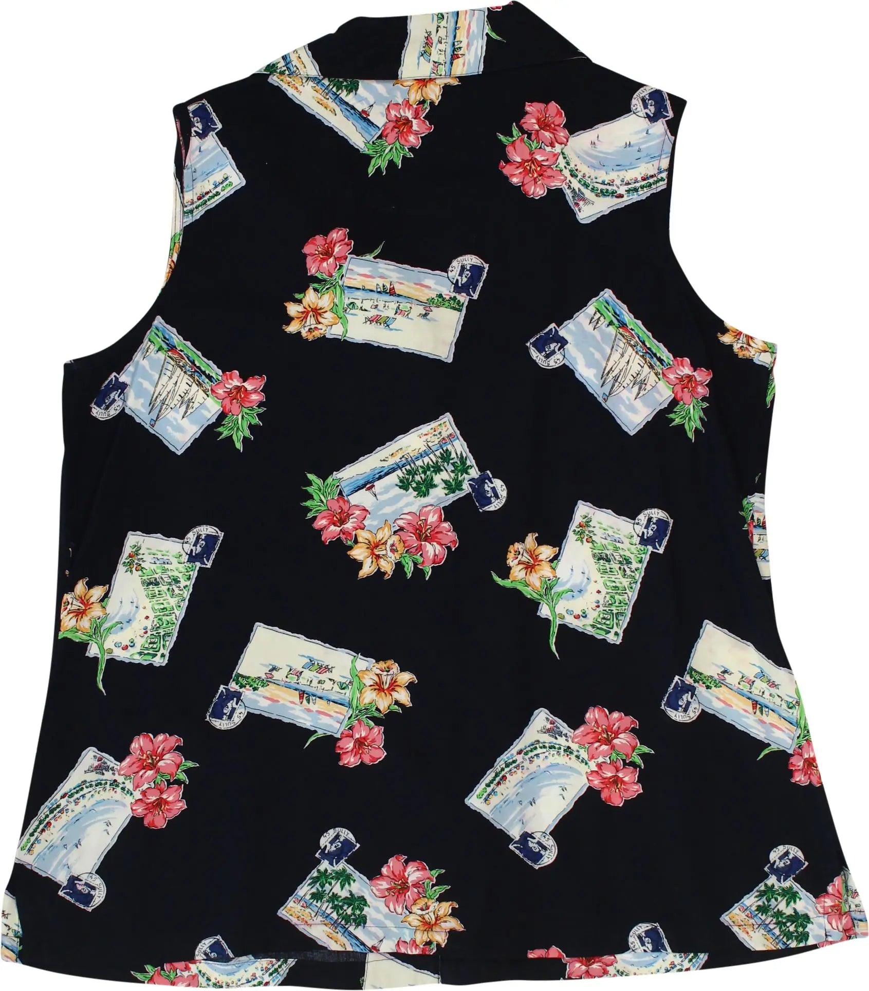 Crazy Horse - Floral Sleeveless Blouse- ThriftTale.com - Vintage and second handclothing