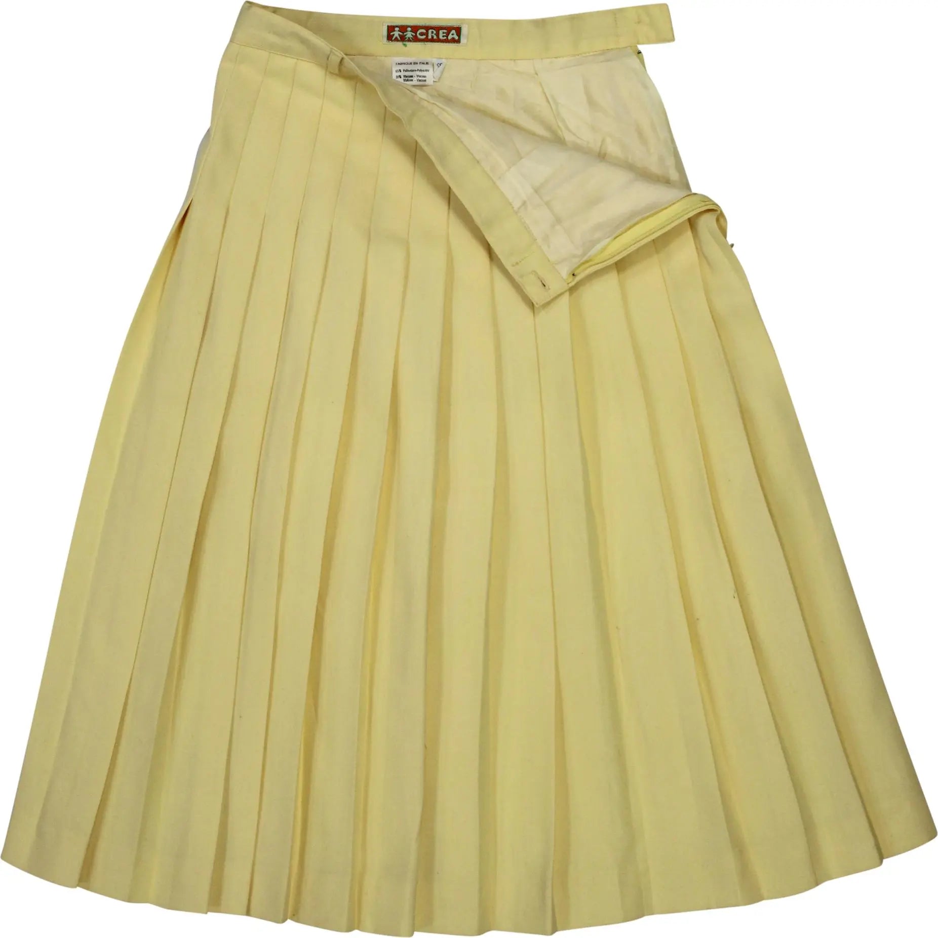 Crea - Yellow Pleated Skirt- ThriftTale.com - Vintage and second handclothing