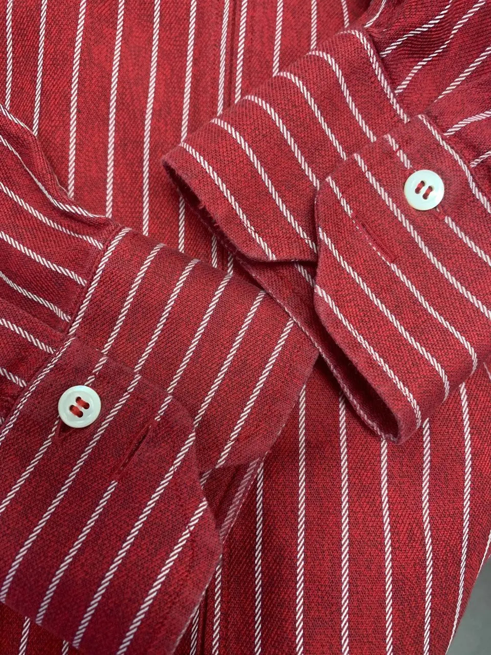Das Müller Masshemd - Vintage Red Striped Shirt- ThriftTale.com - Vintage and second handclothing