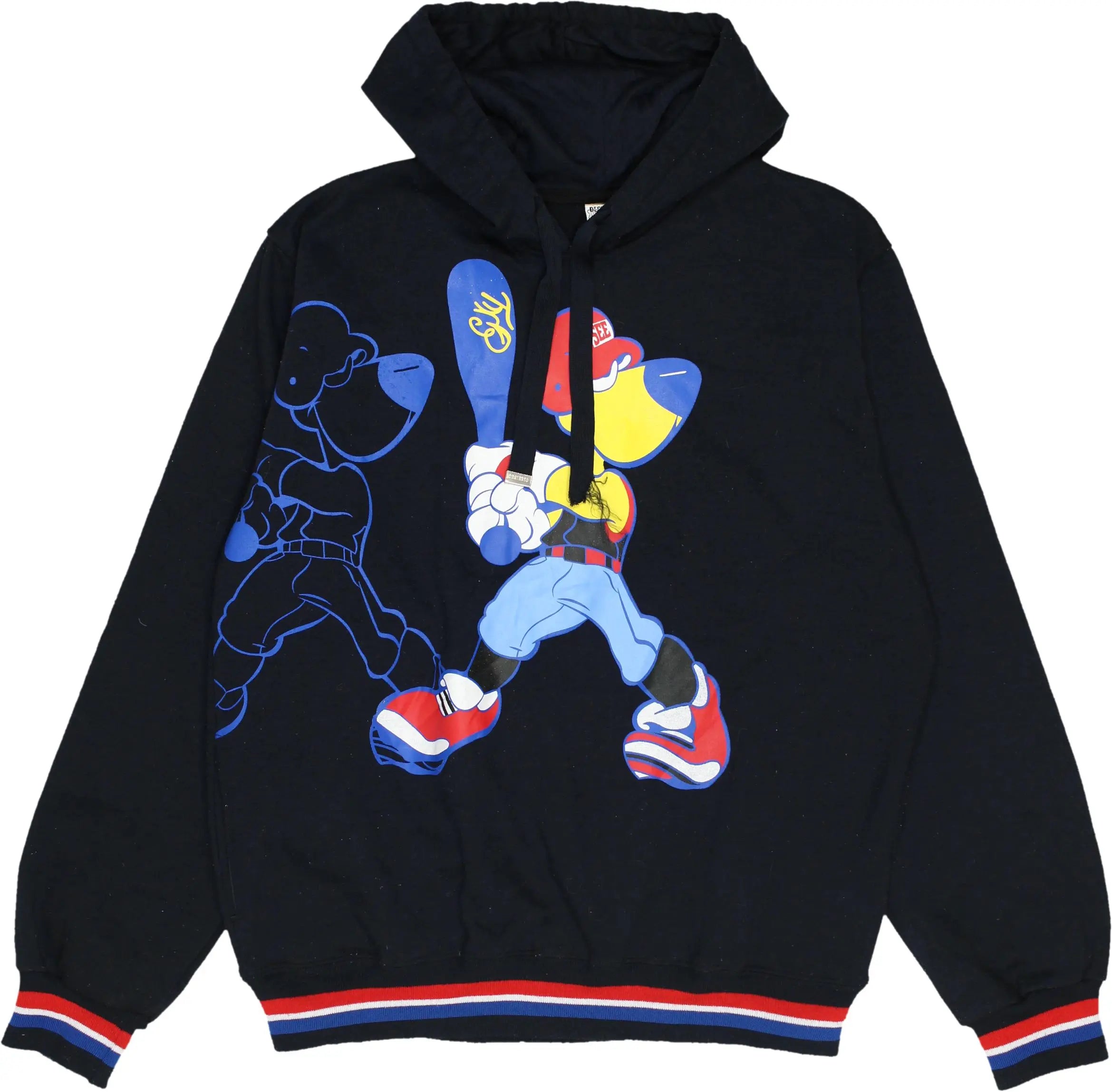 Desierto - Blue Cartoon Hoodie- ThriftTale.com - Vintage and second handclothing