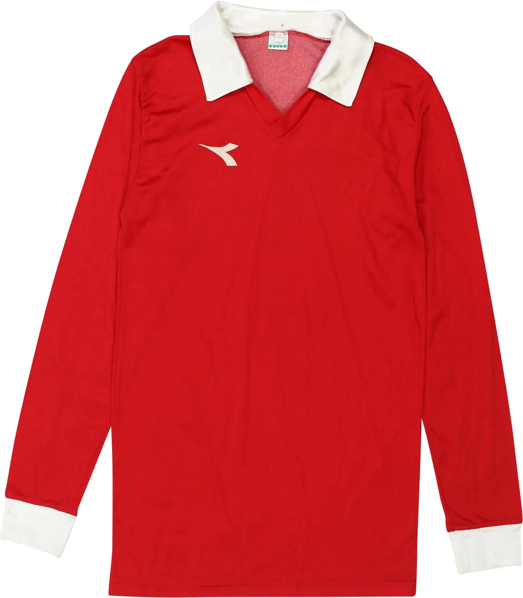 Diadora - 80s Red Long Sleeve Football Shirt by Diadora- ThriftTale.com - Vintage and second handclothing