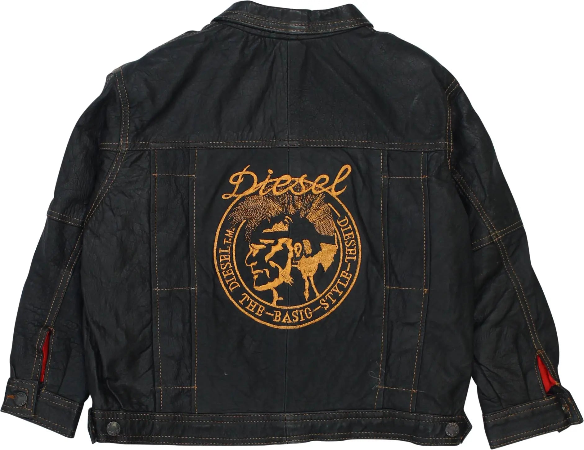 Diesel - Black Leather Jacket by Diesel- ThriftTale.com - Vintage and second handclothing