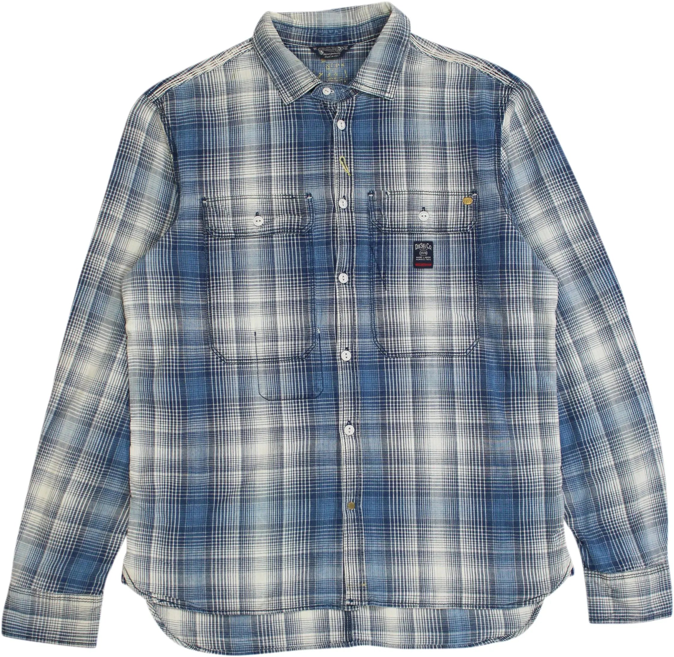 Diesel - Blue Checked Shirt by Diesel- ThriftTale.com - Vintage and second handclothing