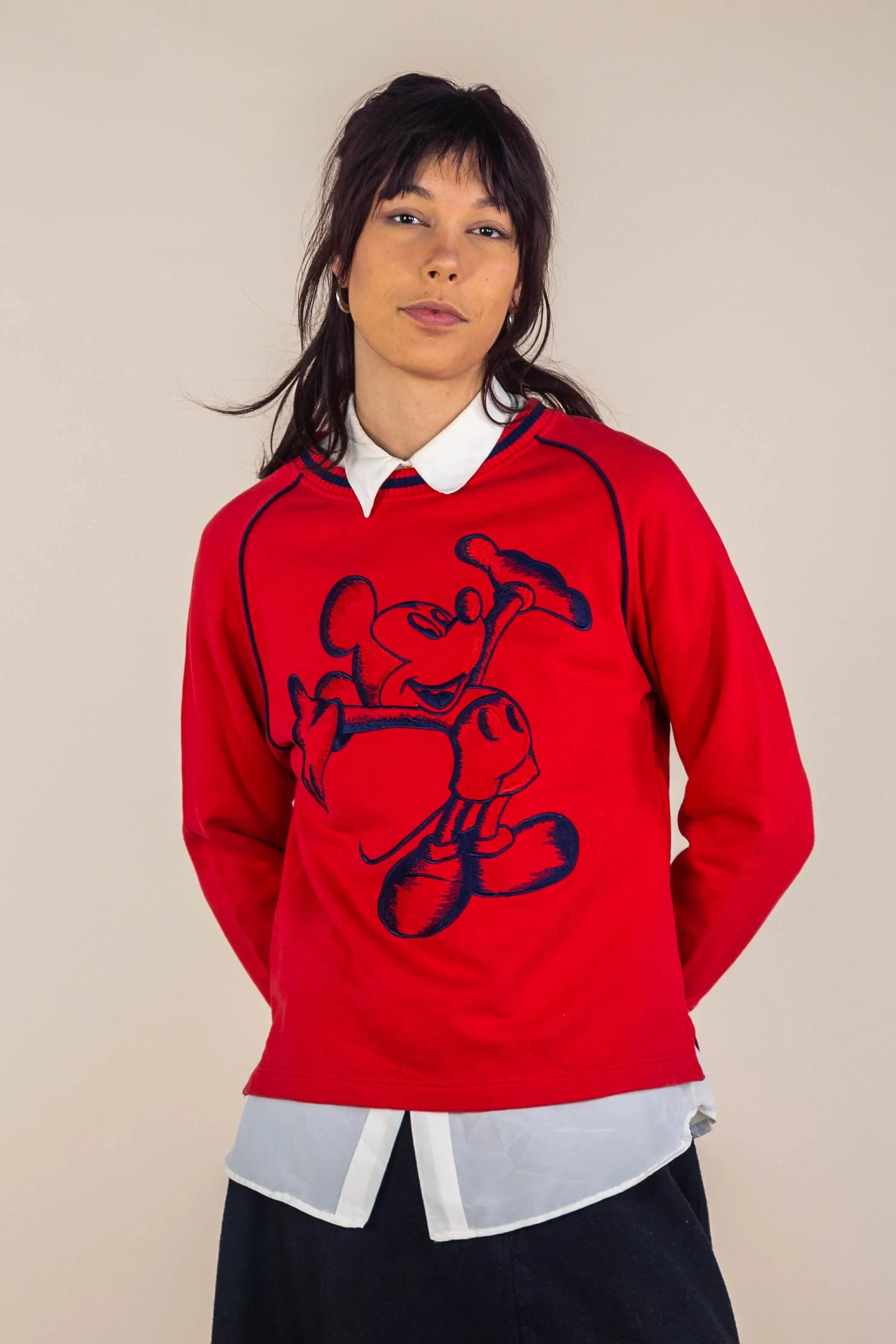 Vintage 90s Embroidered Mickey Mouse Sweatshirt | ThriftTale