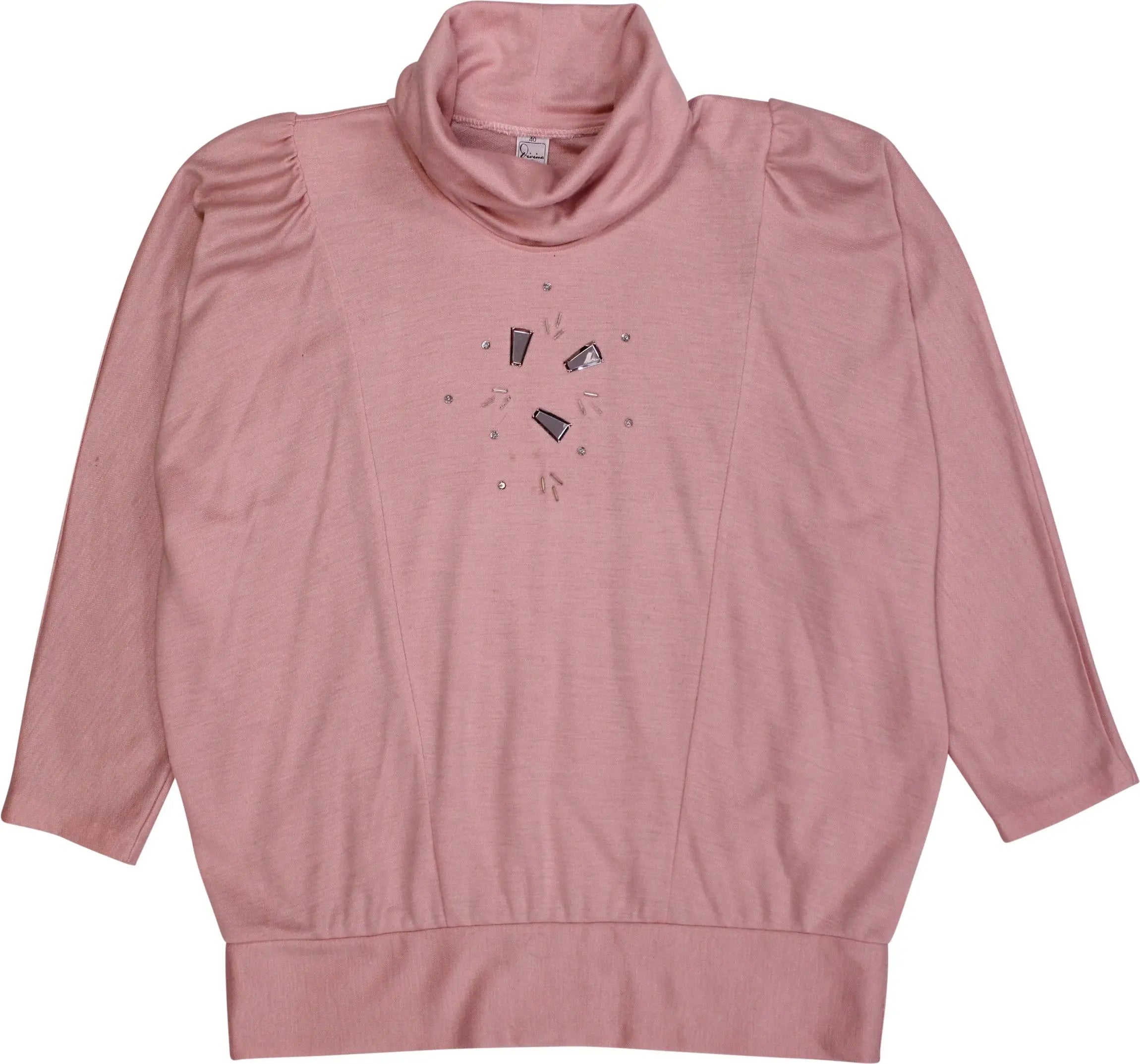 Divina - Pink Puff Sleeve Turtleneck Jumper- ThriftTale.com - Vintage and second handclothing