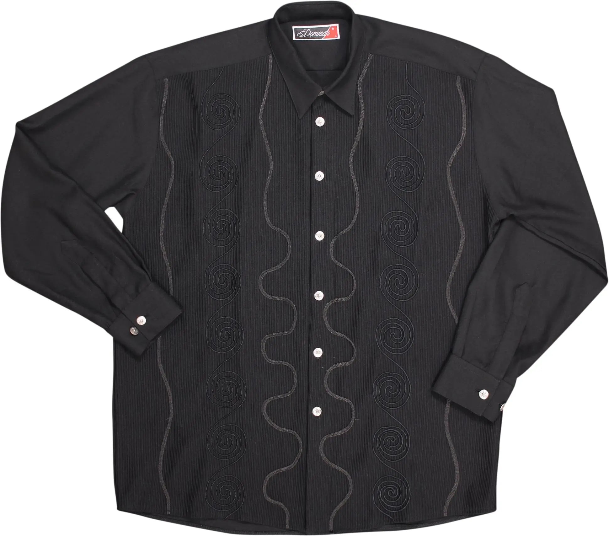 Doramafi - Black Oversized Satin Blouse- ThriftTale.com - Vintage and second handclothing