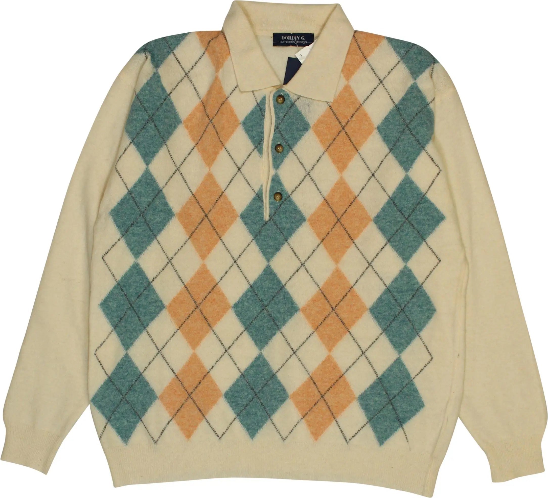 Dorian G. - Polo Jumper with Argyle Pattern- ThriftTale.com - Vintage and second handclothing