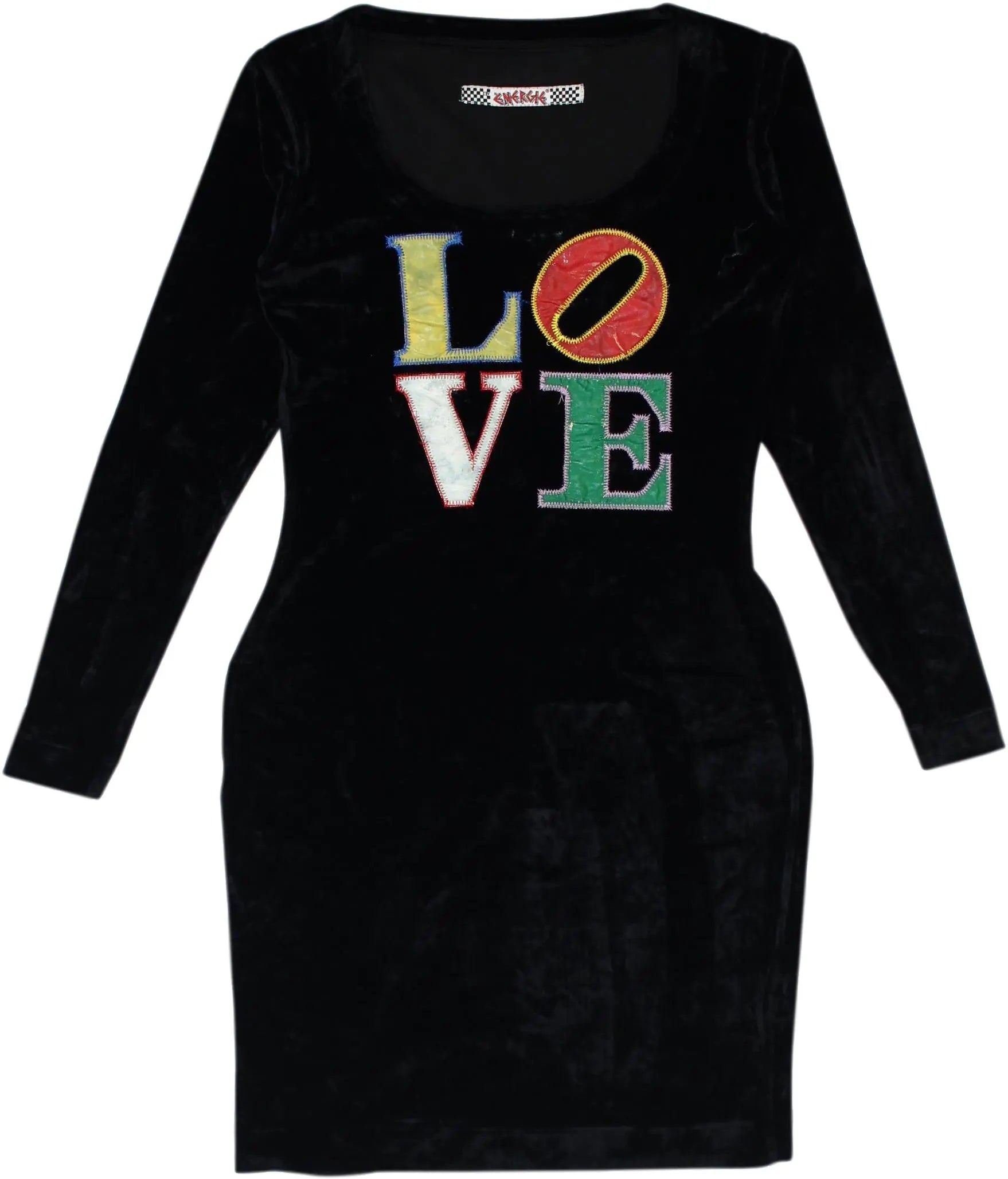 Energie - Black Velvet Dress- ThriftTale.com - Vintage and second handclothing