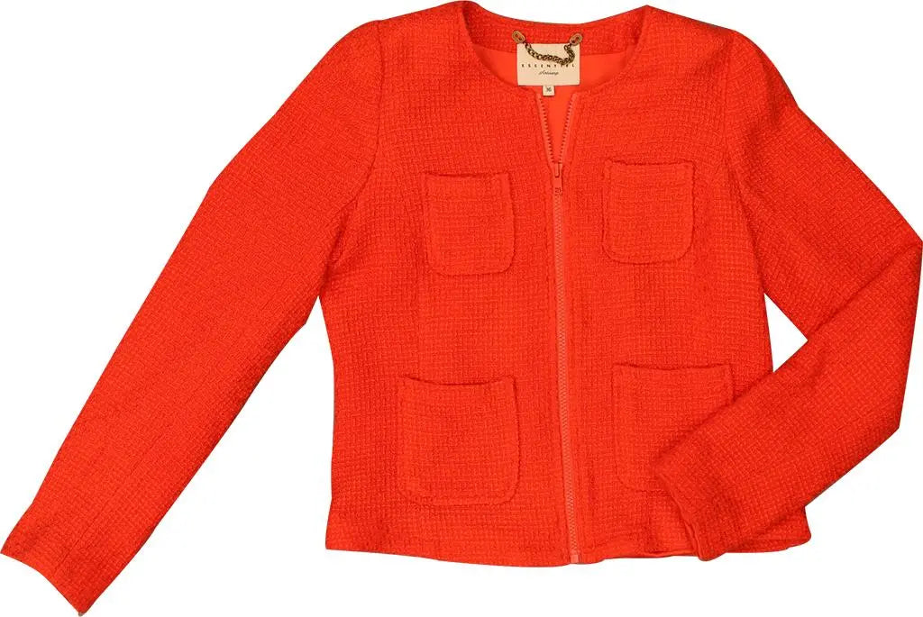 Essentiel Antwerp - Red Tweed Jacket by Essentiel Antwerp- ThriftTale.com - Vintage and second handclothing