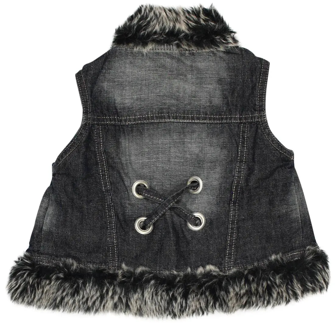 Europe Kids - Denim Vest with Faux Fur- ThriftTale.com - Vintage and second handclothing