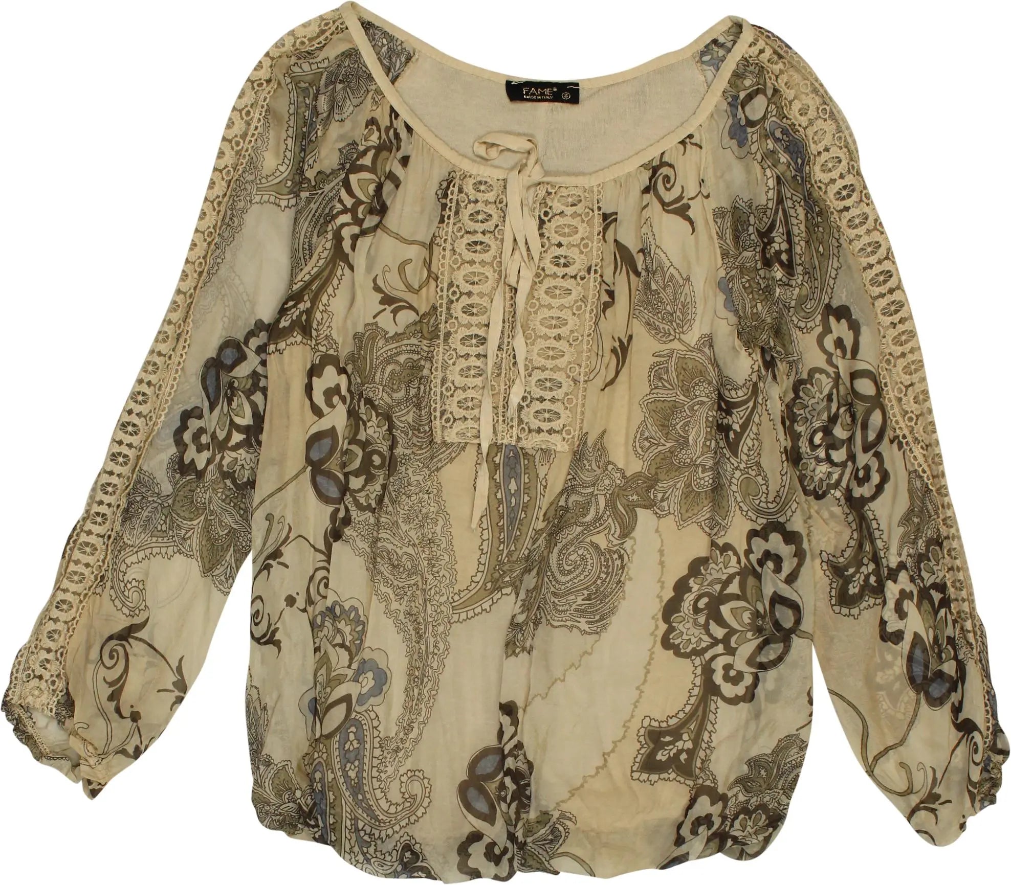 Fame - Paisley Seethrough Blouse- ThriftTale.com - Vintage and second handclothing